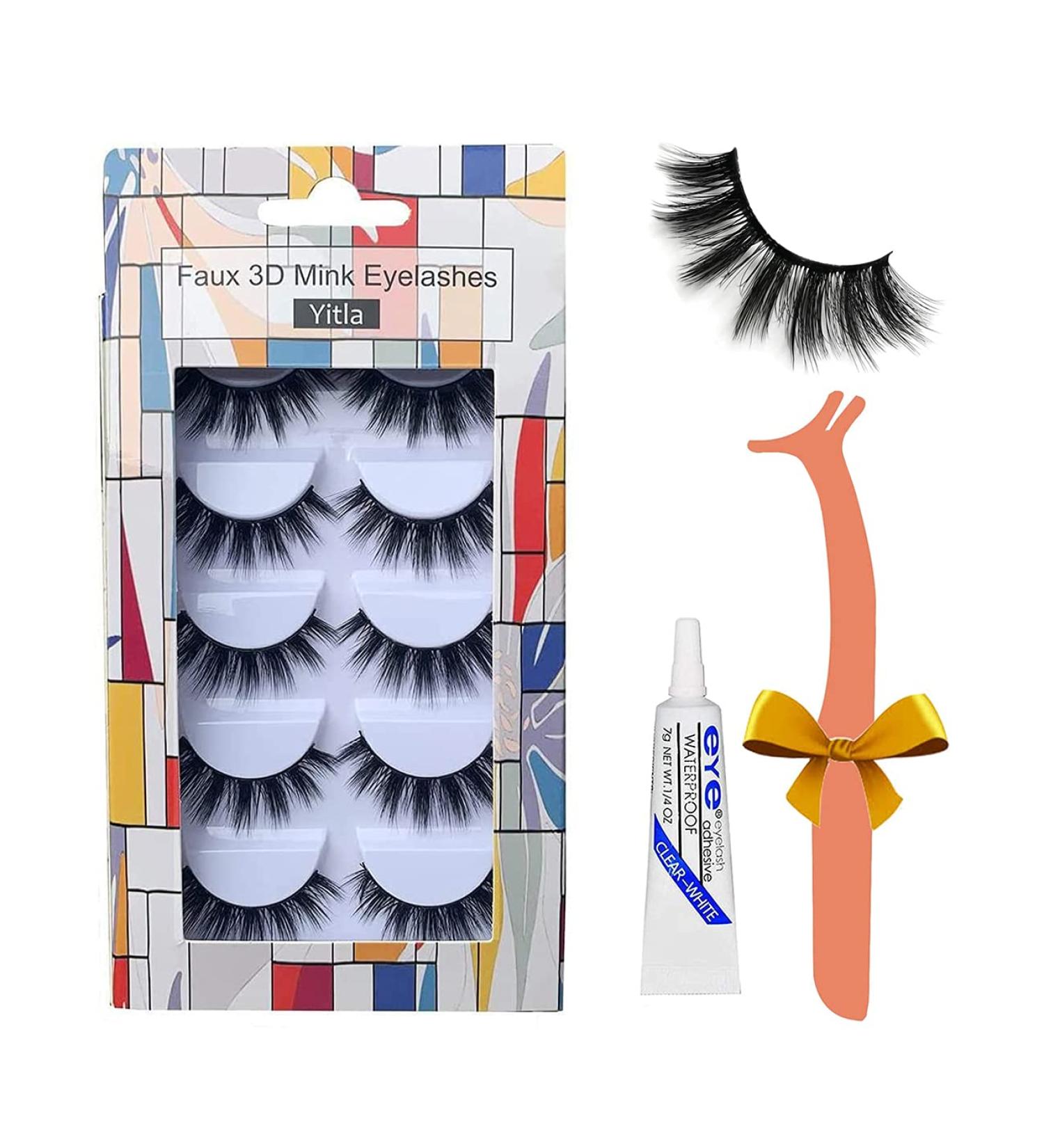 False Eyelashes with Glue 5 Pairs 3D Faux Mink False Lashes Reusable Long Thick Eyelashes for Makeup Eyelashes Extension with glue and Eyelashes Clip - Buy Online on GoSupps.com