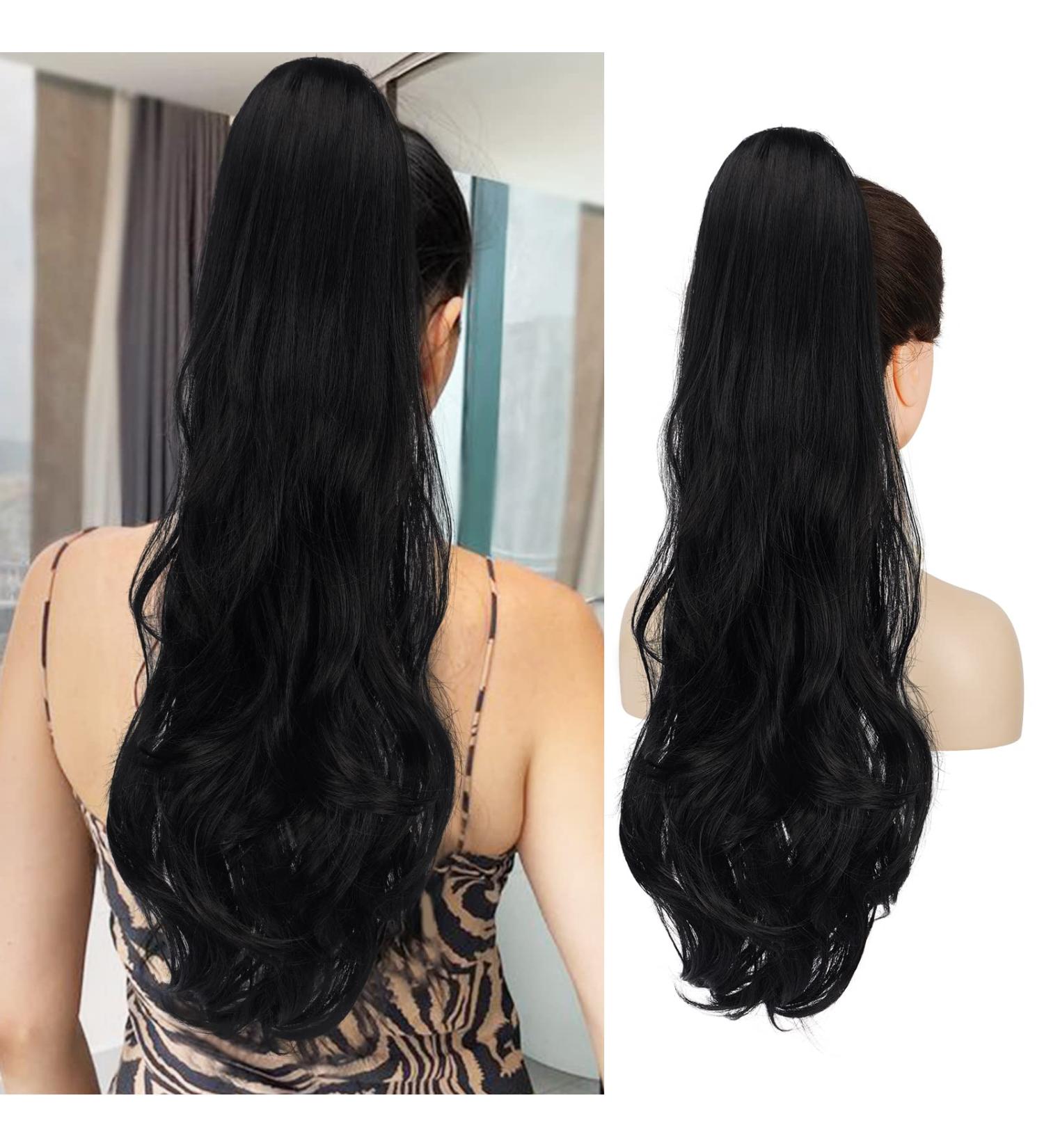 Sofeiyan Long Wavy Drawstring Ponytail Extension 24 Inch Clip in Ponytail Hair Pieces Synthetic Natural Curly Ponytail Hair Extensions Hairpieces for Women Daily Use Off Black - Buy Online on GoSupps.com