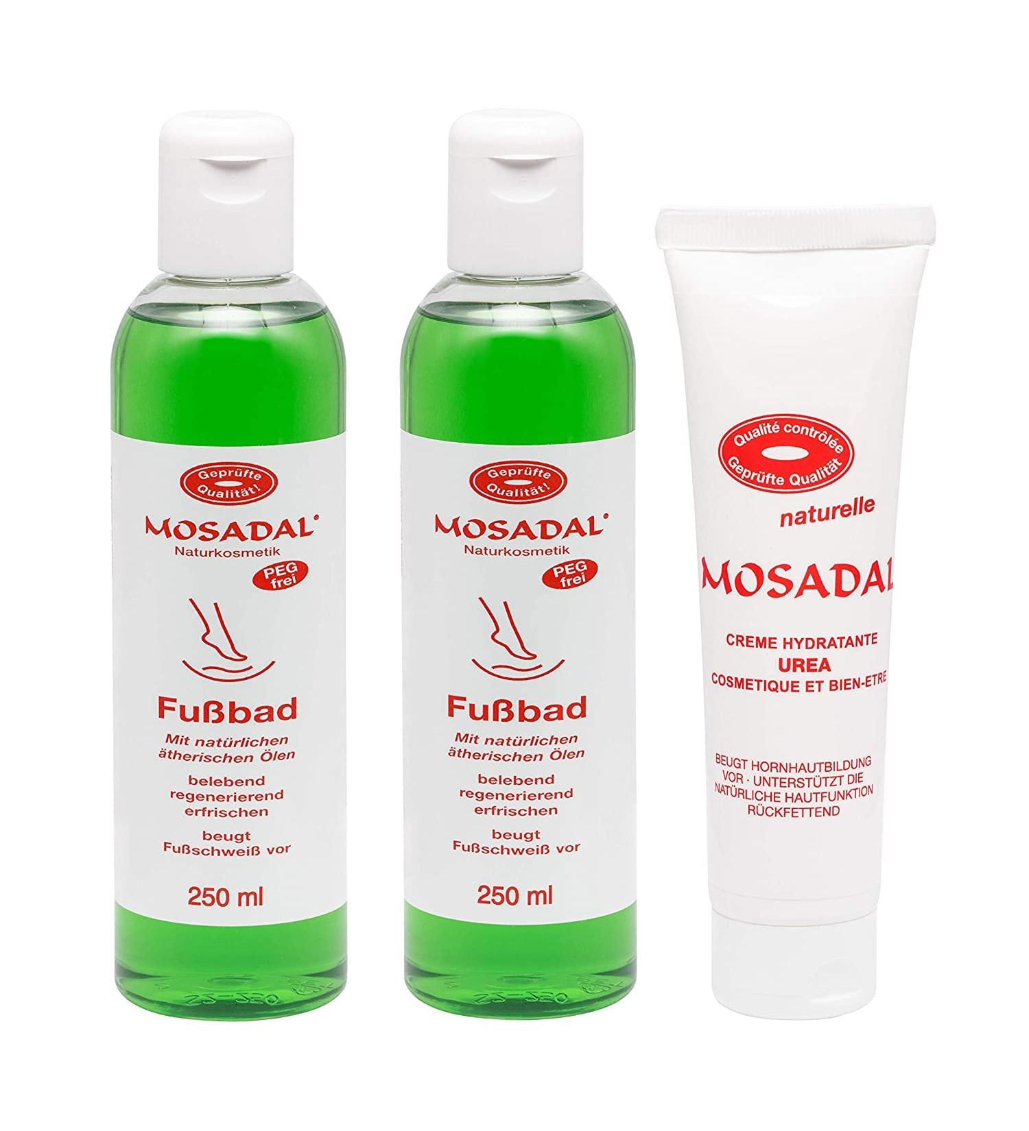 Mosadal foot bath 2x 250ml + Urea cream 100ml - prevents foot sweat invigorates and refreshes - Urea cream prevents callus formation