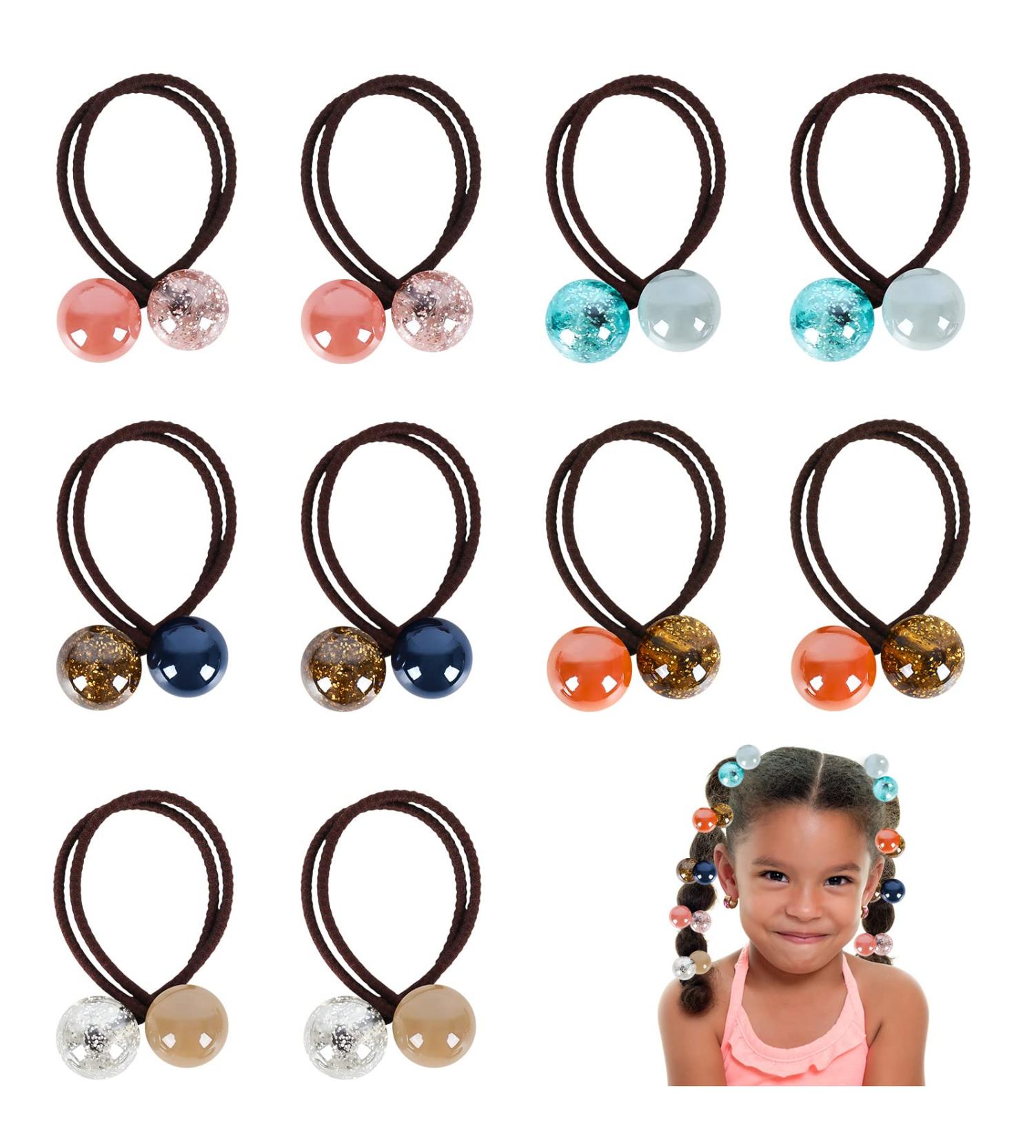 Whaline 10Pcs Colorful Double Balls Elastic Hair Ties - Cute Ponytail Holders for Girls & Women - Buy Online on GoSupps.com