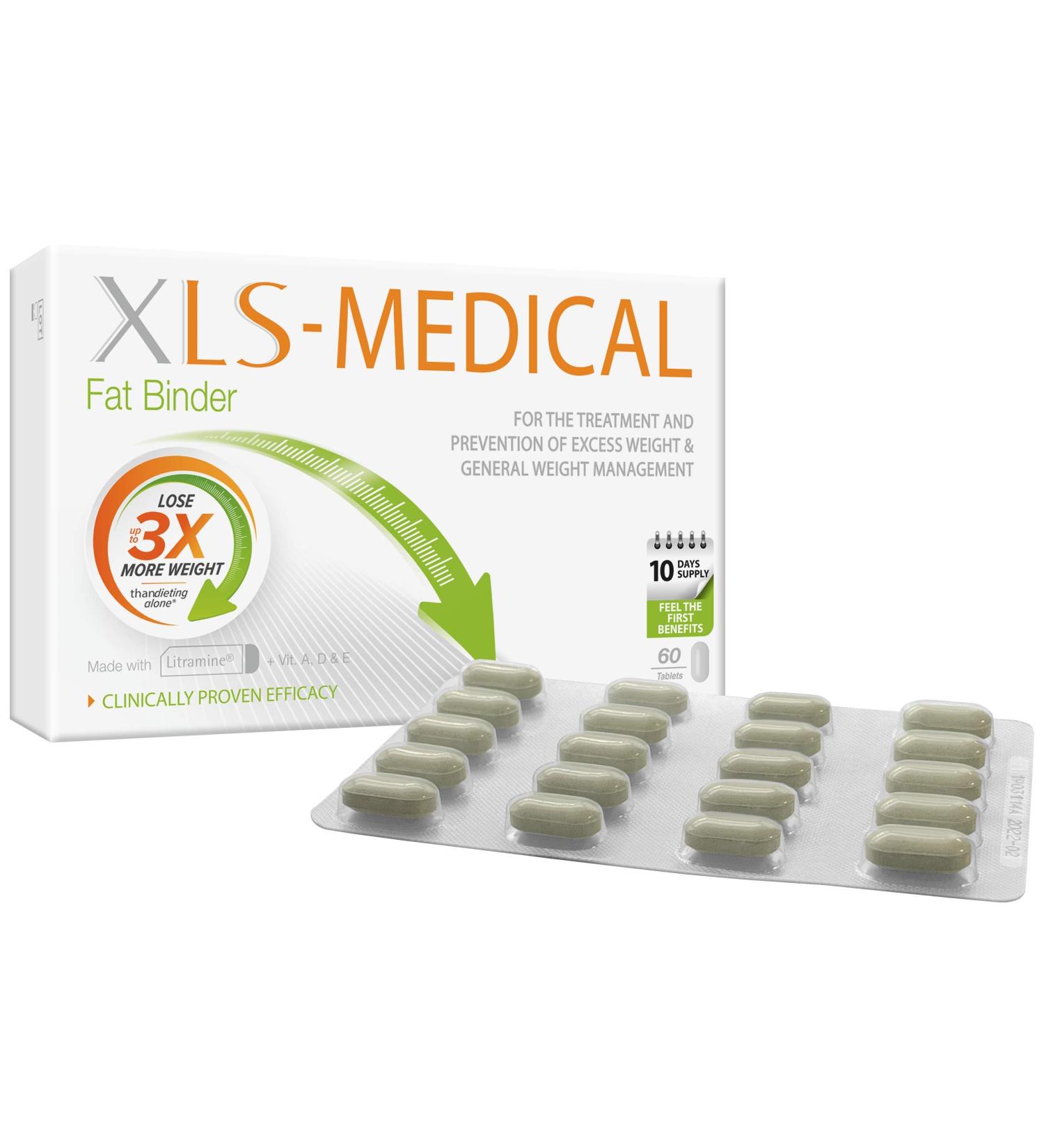 XLS-Medical Fat Binder 60 Tablets - Reduce Appetite, Calorie Intake & Weight - With Litramine - 10-Day Trial Pack (60 Count) - Buy Online on GoSupps.com