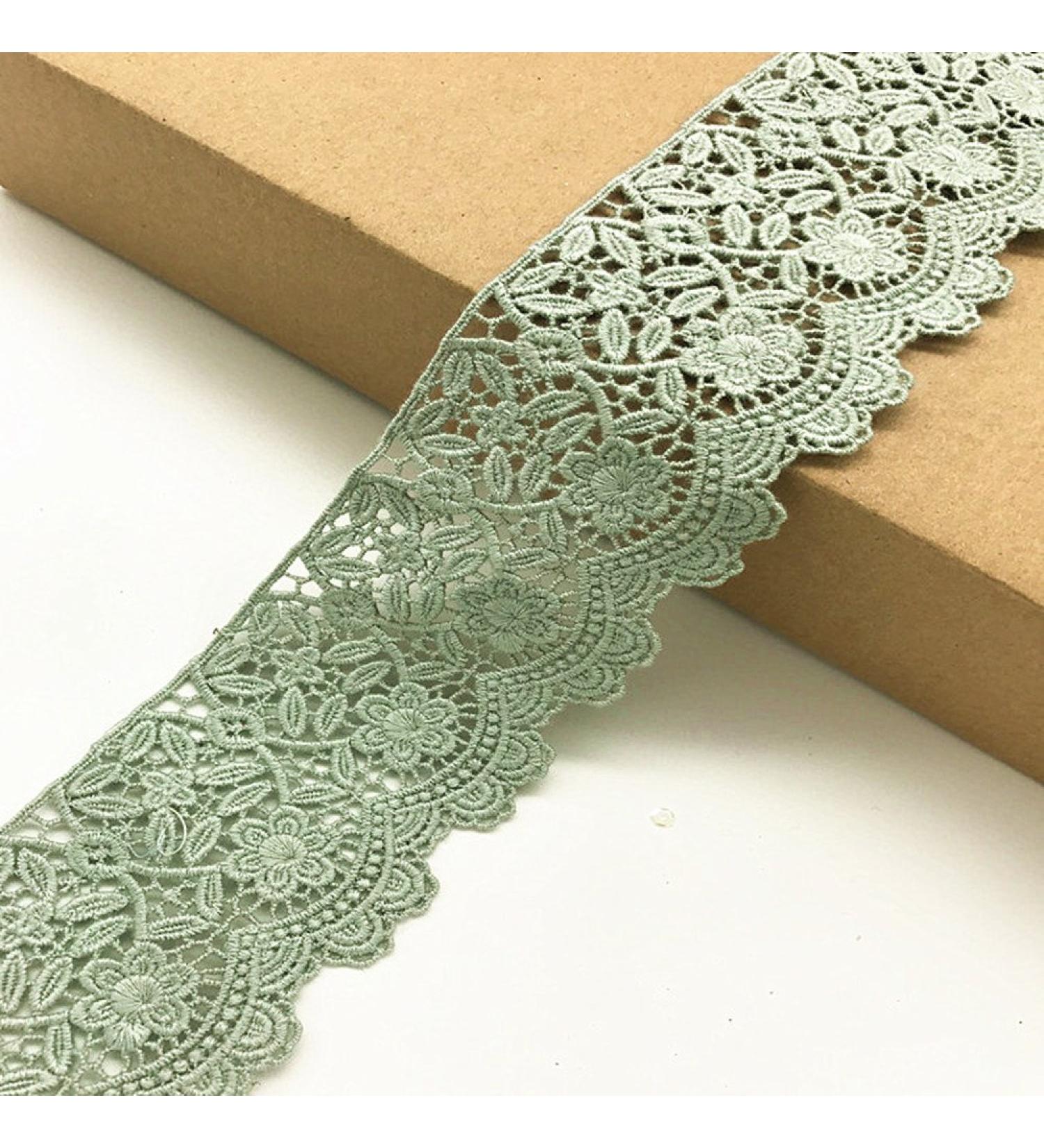 6CM Europe Flower Pattern Embroidery Trim - 4 Yards, Light Green - Buy Online on GoSupps.com