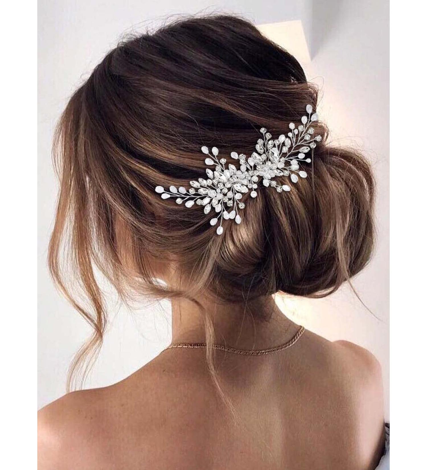 Catery Rhinestone Bridal Hair Comb - Silver Wedding Hair Piece for Women and Girls - Buy Online on GoSupps.com