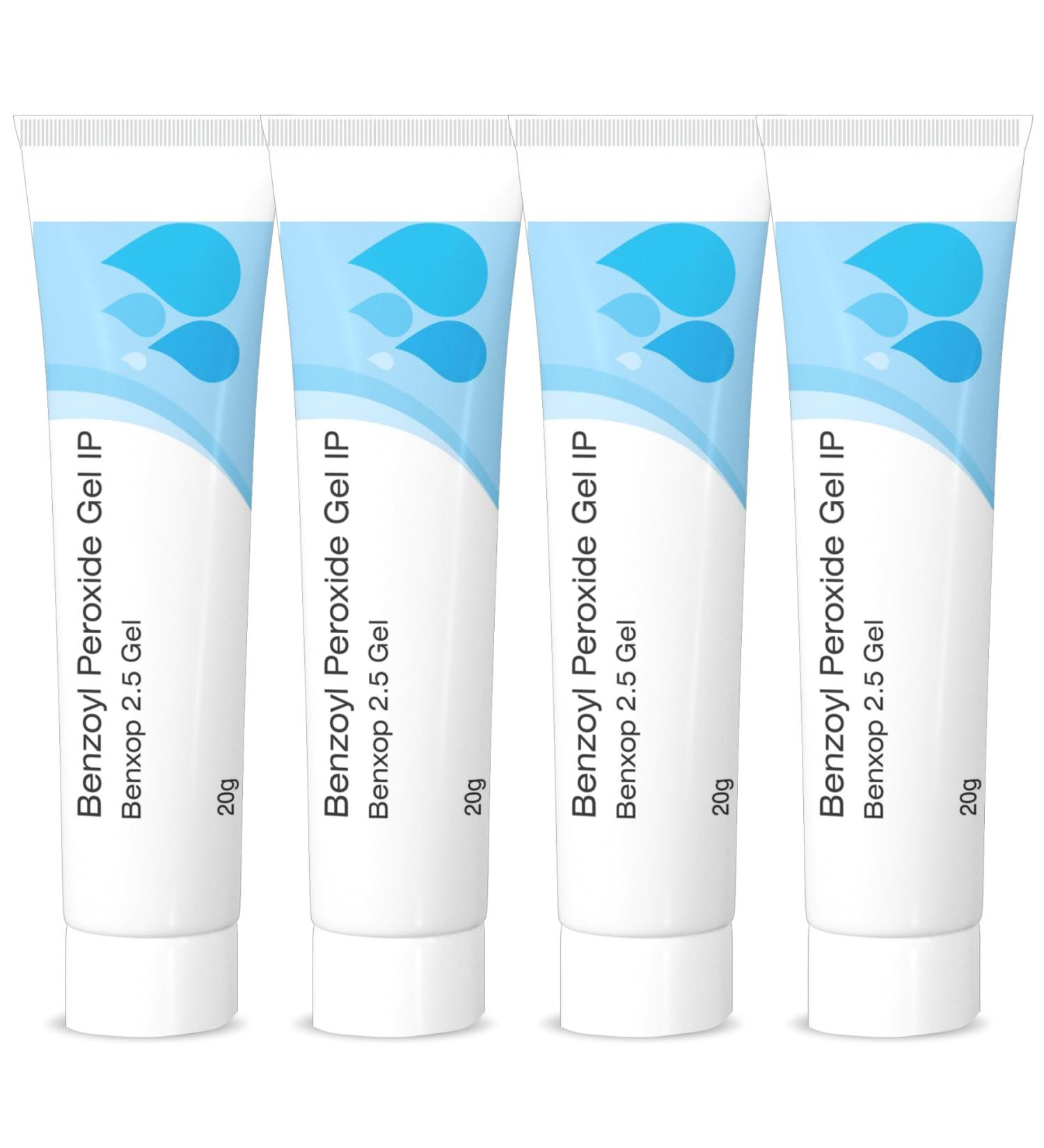 Salve Benxop Benzoyl Peroxide 2.5% Pimples Cream 20gm (0.70 Oz) (2.5% Gel (Pack of 4))