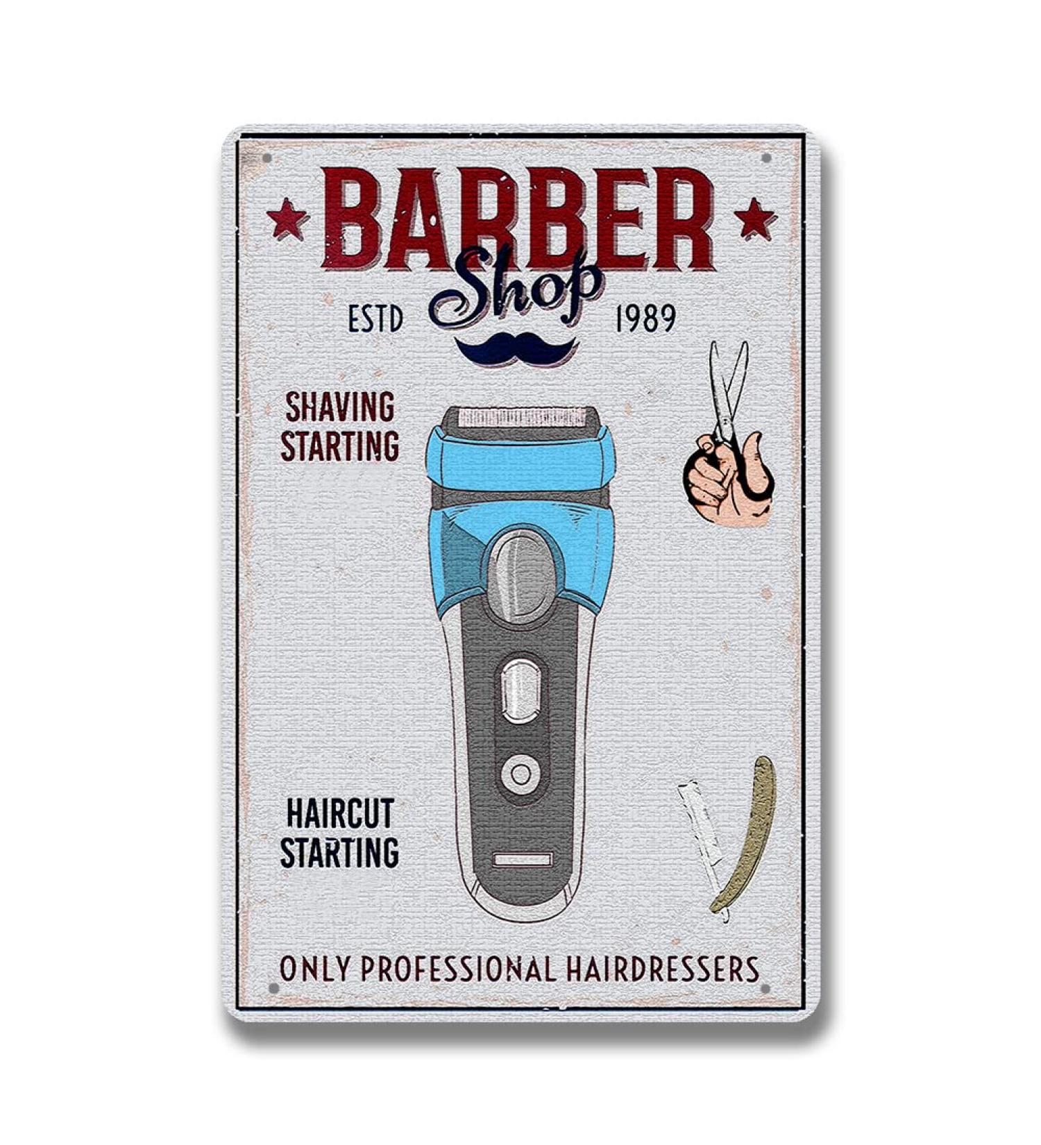 Vintage Barber Shop Wall Art - Antique Metal Sheet Decoration for Hairdressers | Beuiwjhe - Buy Online on GoSupps.com