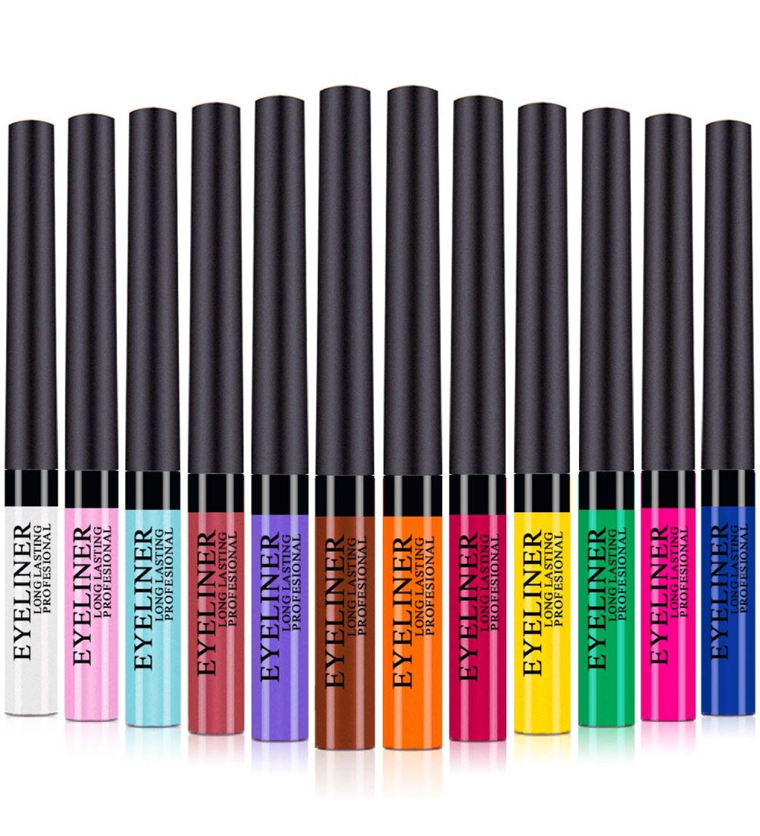 Matte Liquid Eyeliner Set - 12 Colors, Waterproof & Long Lasting for Women/Girls - Buy Online on GoSupps.com