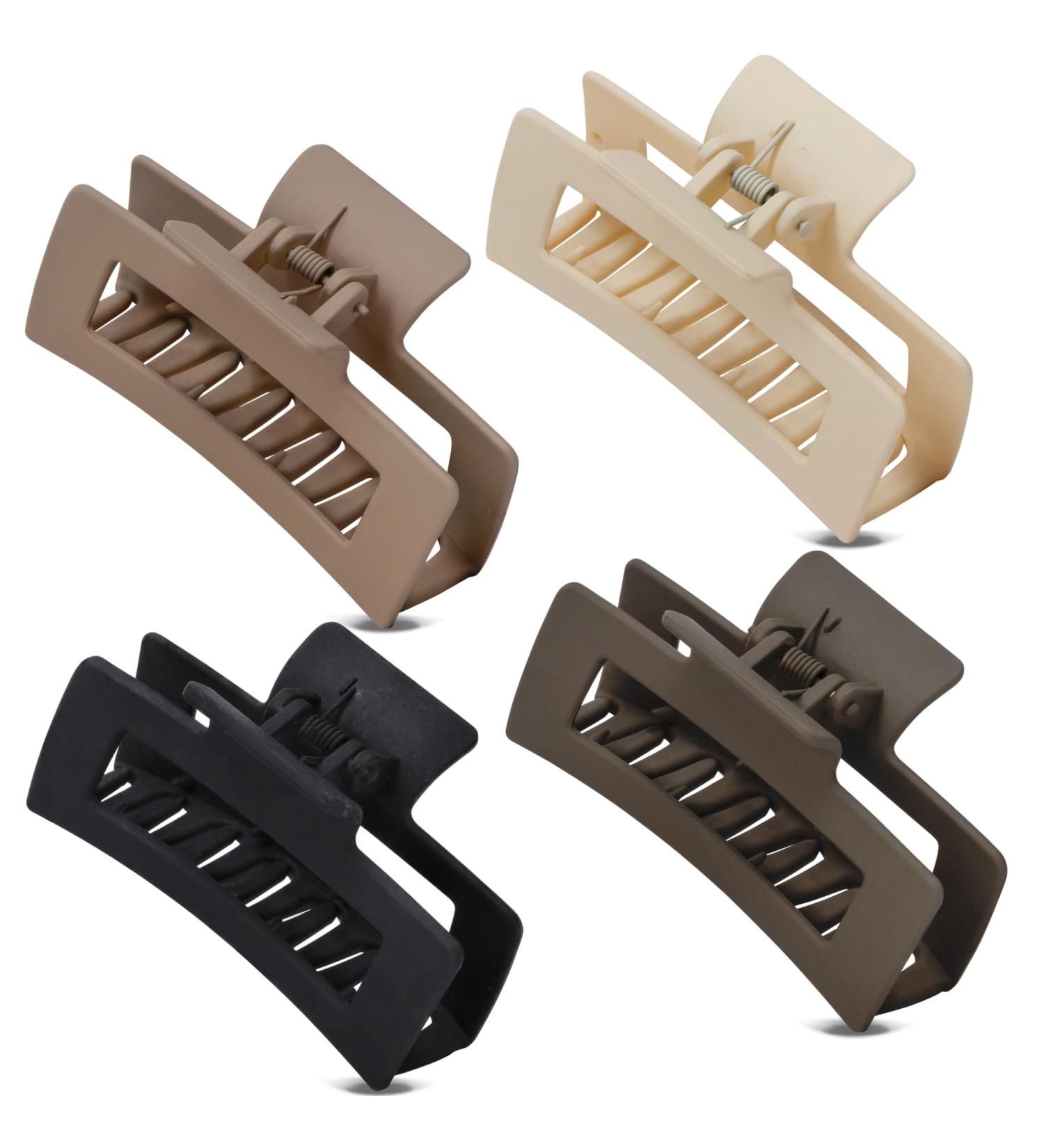 Set of Hair Claw Clips in Brown, Beige, Cream, and Black for Women, Girls, Unisex - Medium Size Rectangle Box Hair Clip - Buy Online on GoSupps.com