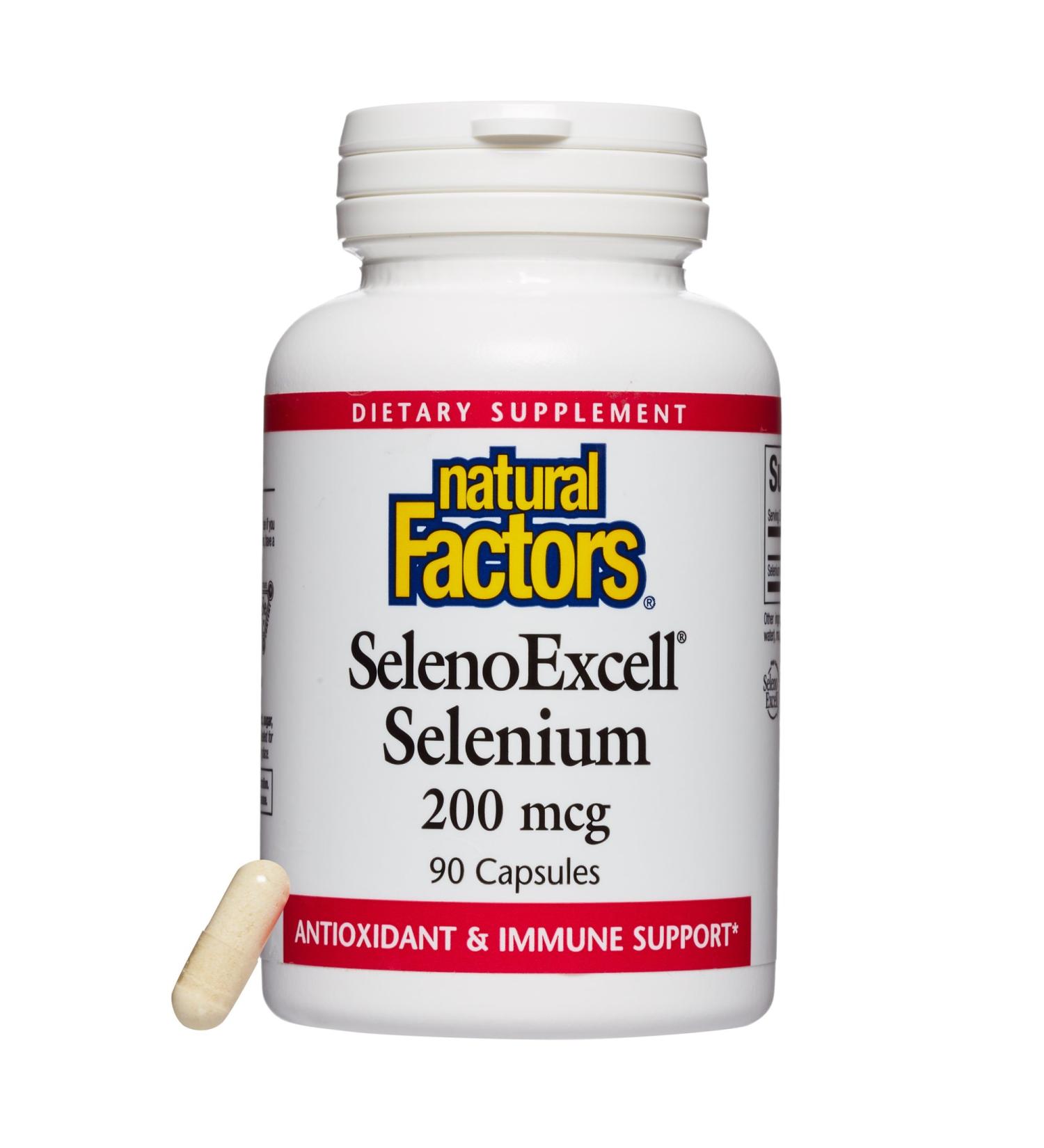 Natural Factors SelenoExcell Selenium 200 mcg - 90 Capsules for Enhanced Immune Support - Buy Online on GoSupps.com