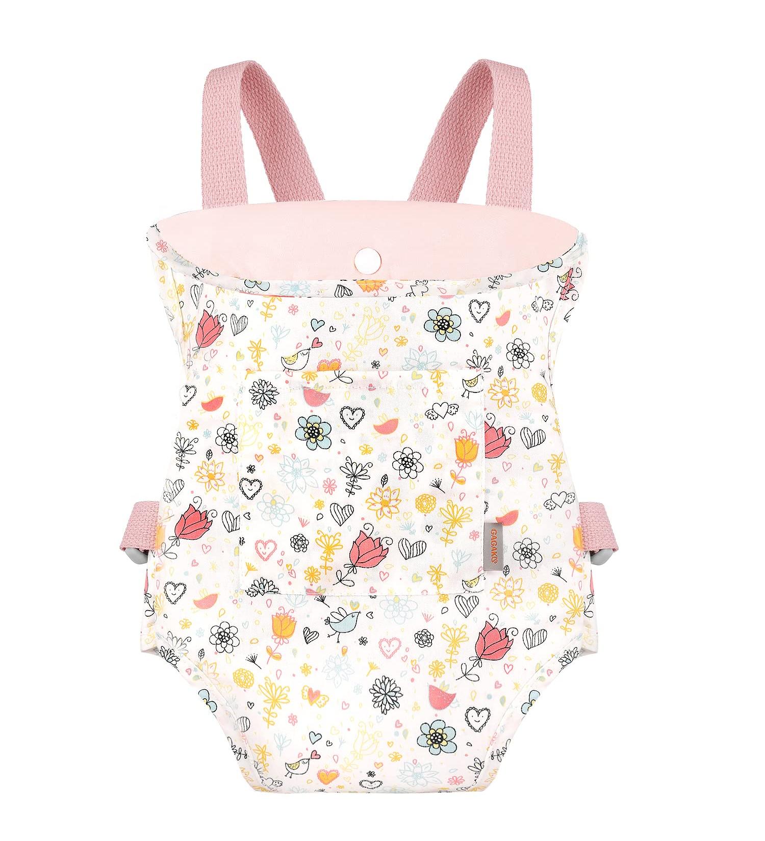 GAGAKU Doll Carrier - 100% Cotton Baby Front & Back Carrier for Kids | Adjustable Straps | Pink 2-Rose Garden - Shop Internationally! - Buy Online on GoSupps.com