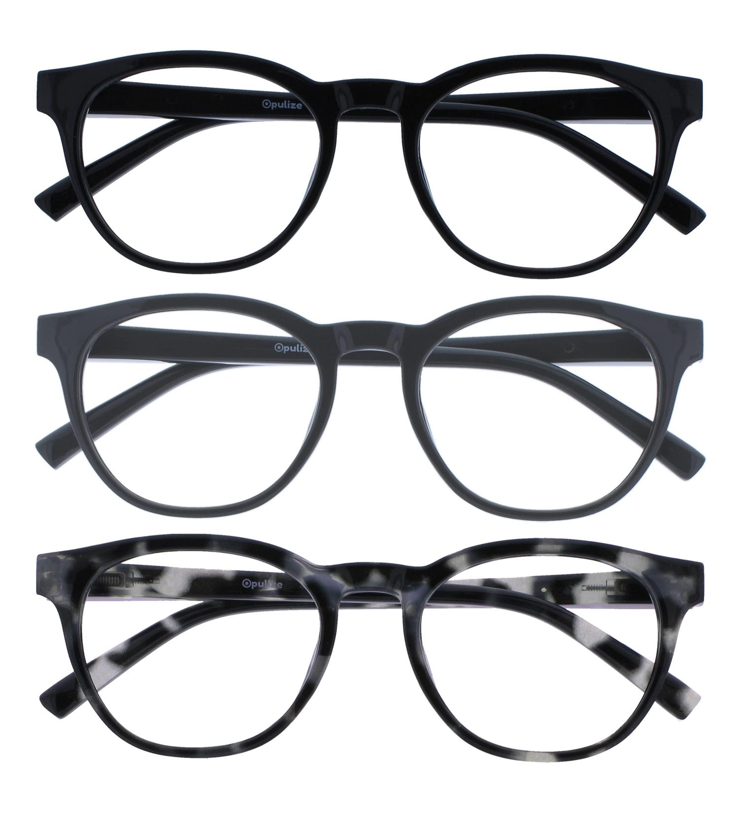 Opulize Blu 3-Pack Blue Light Filter Reading Glasses - Anti-Reflective Cool Radio Frame Spring Hinges +2.50 Diopters - Improve Sleep & Gaming - Buy Online on GoSupps.com