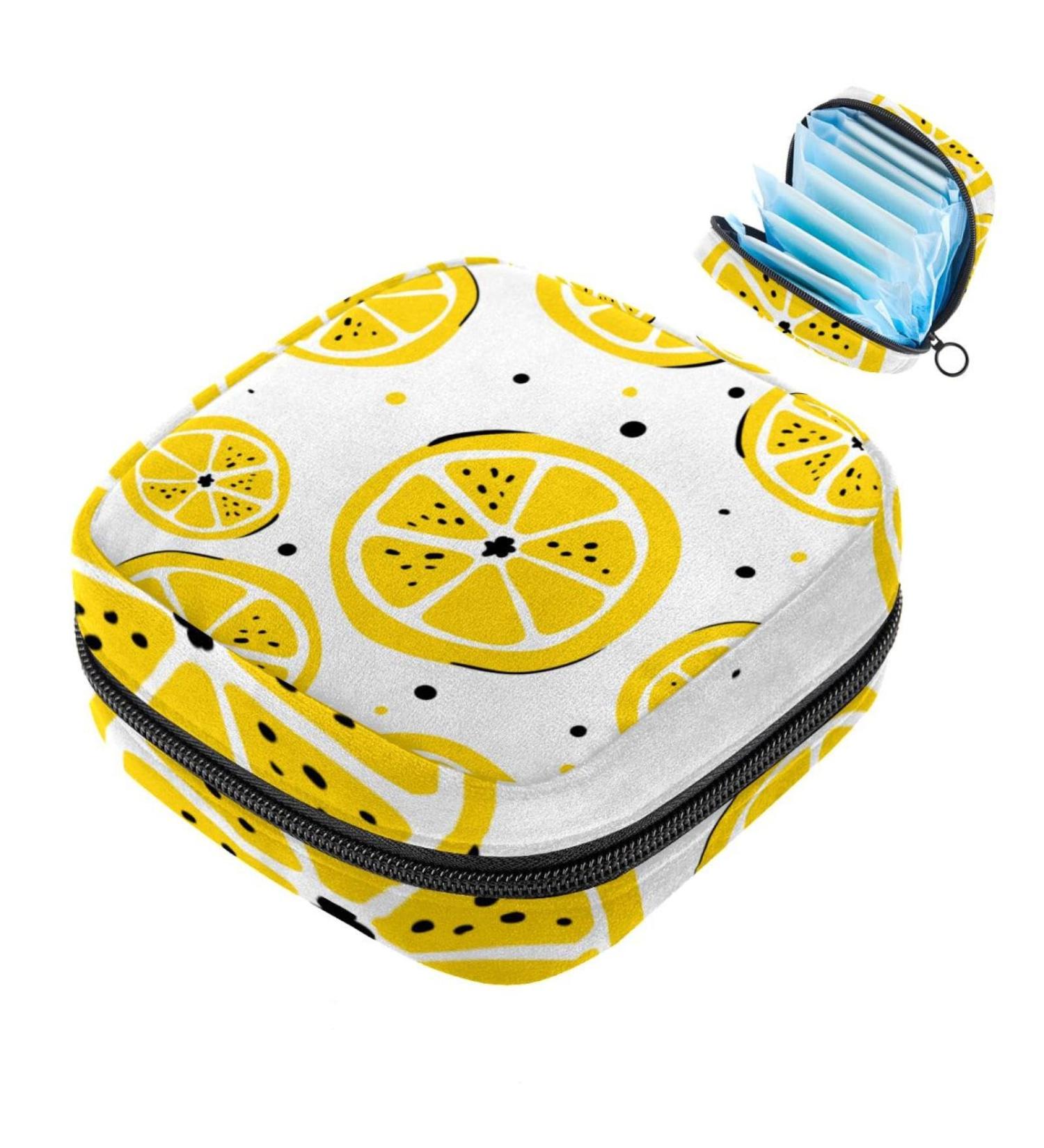 Javenproeqt Portable Women's Binding Bags | Menstrual Cup Pocket & Pads | Cute Lemon Pattern - Ideal for Teen Girls & First Periods - Buy Online on GoSupps.com