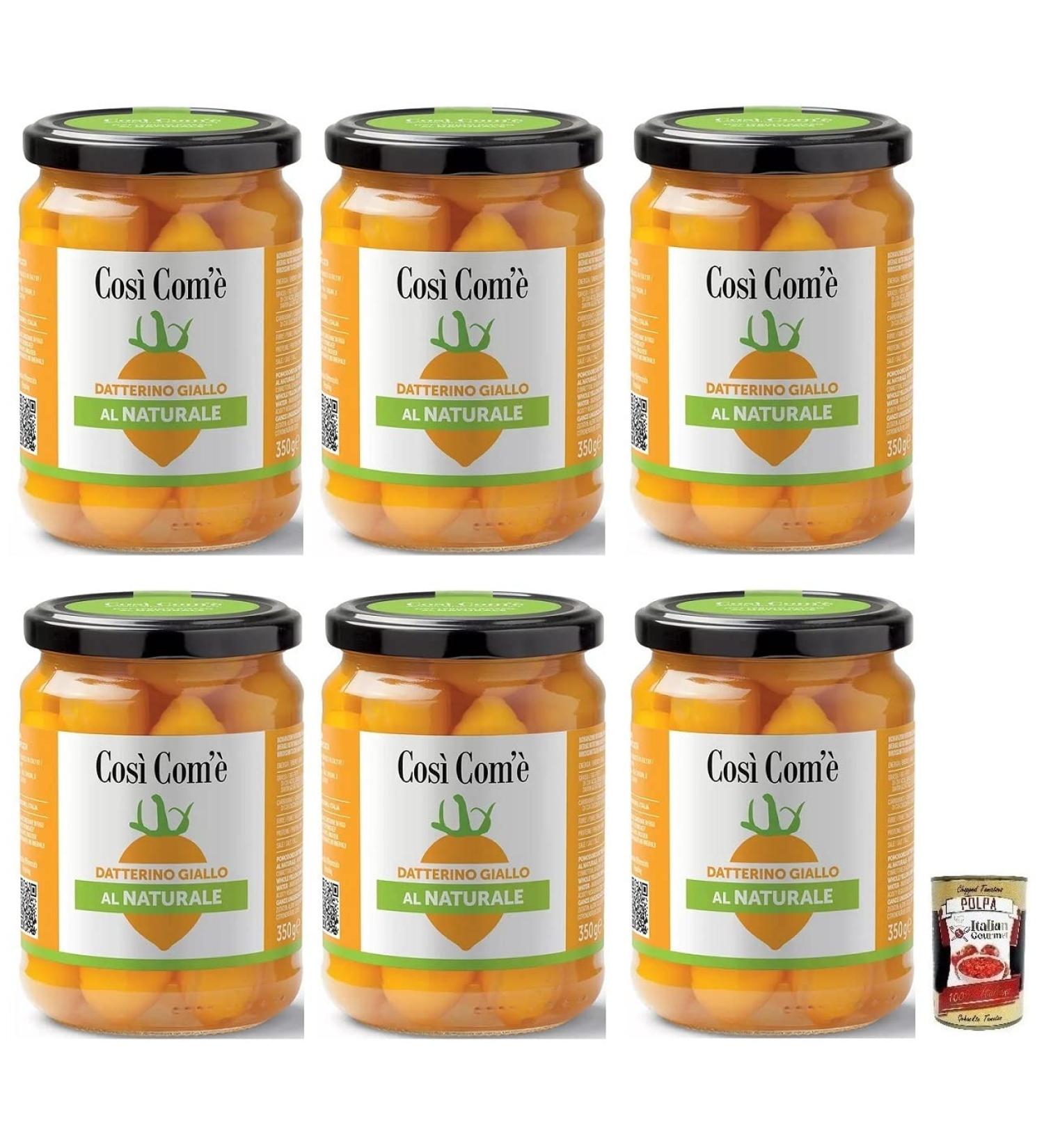  Italian Gourmet E.R. Cos Com' Datterino Giallo al Naturale Lot de 6 tomates jaunes naturelles en verre de 350 g + bo te de 400 g - Buy Online on GoSupps.com