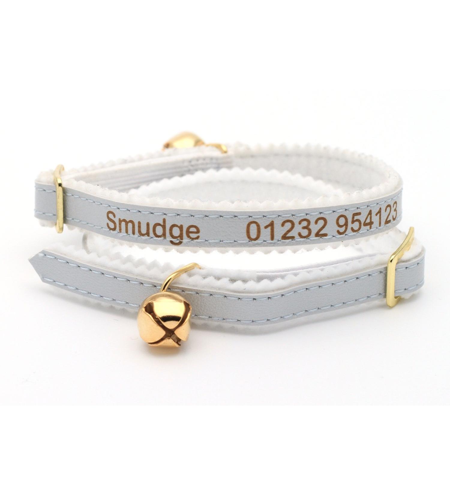 Personalised Custom Cat Kitten Collar | Laser Engraved Pet Name ID Tag (Silver) - Buy Online on GoSupps.com