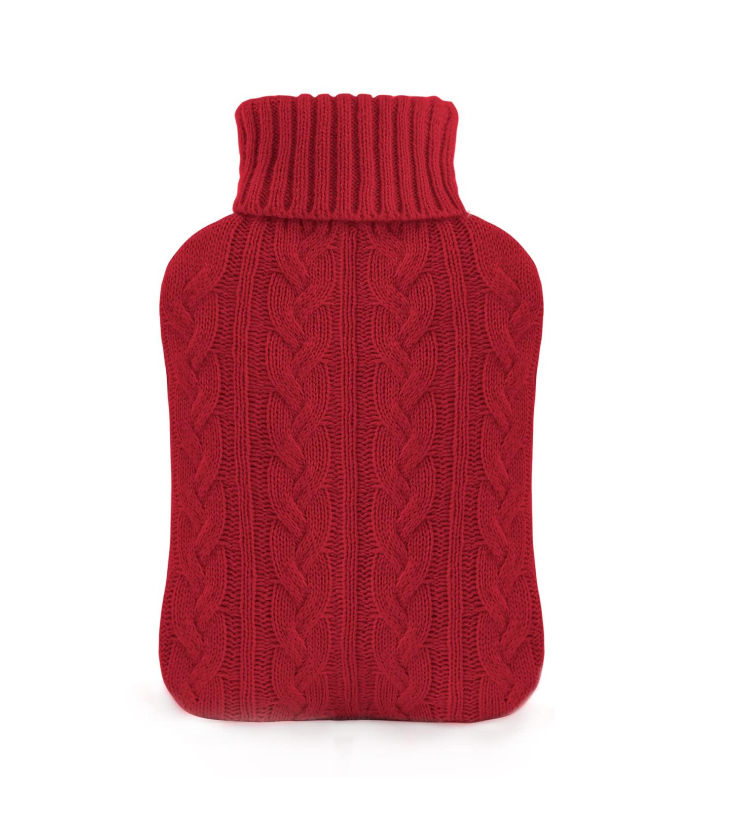 Samply 2L Hot Water Bottle with Knitted Cover for Hot & Cold Compress - Red | Hand, Feet, Neck, Shoulder Pain Relief - Buy Online on GoSupps.com