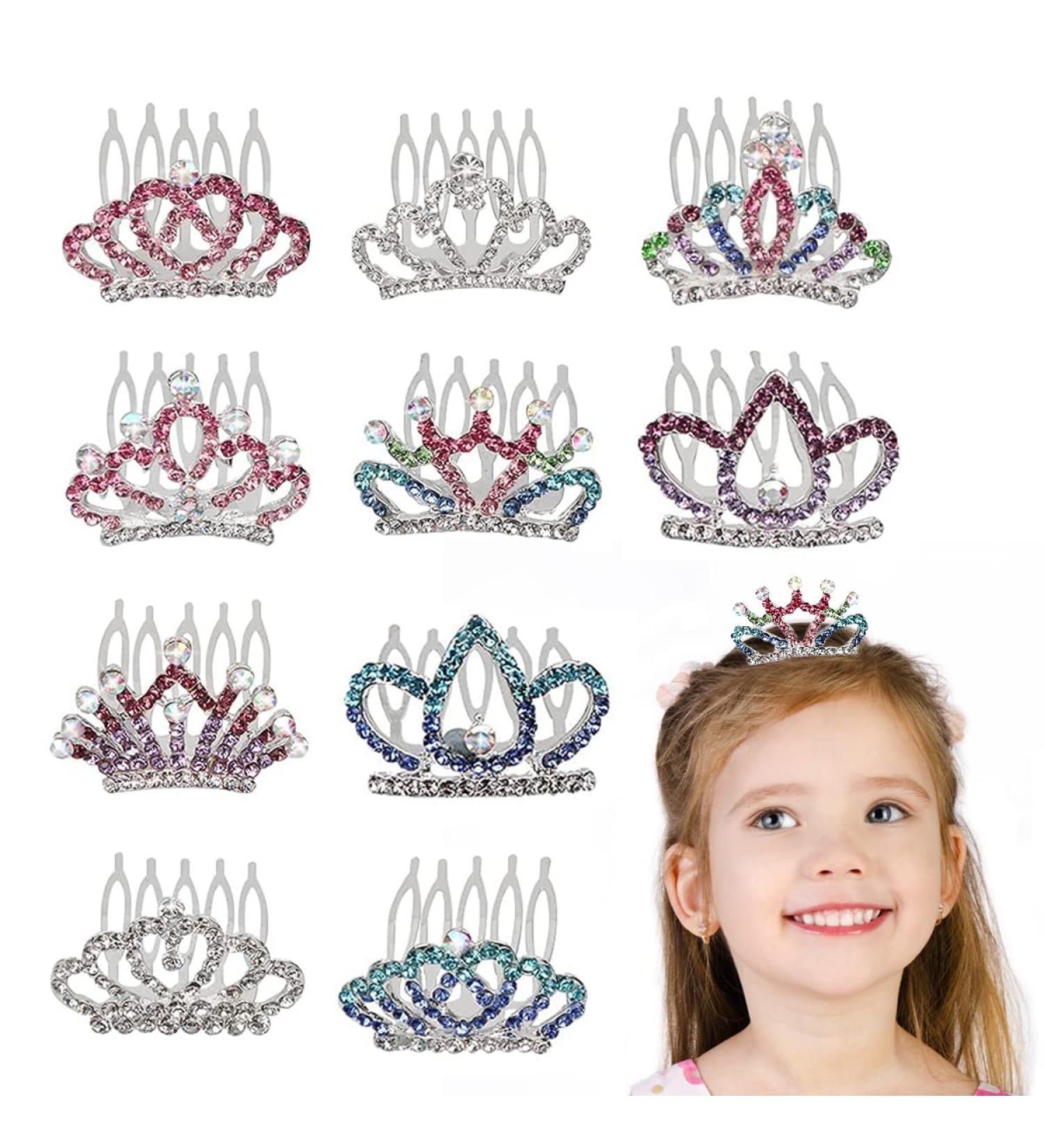 10PCS Strass Crown Hair Combs - Xixiran Crystal Princess Tiara with Rhinestones | Wedding Hair Accessories & Girls Dress Up Party - Buy Online on GoSupps.com