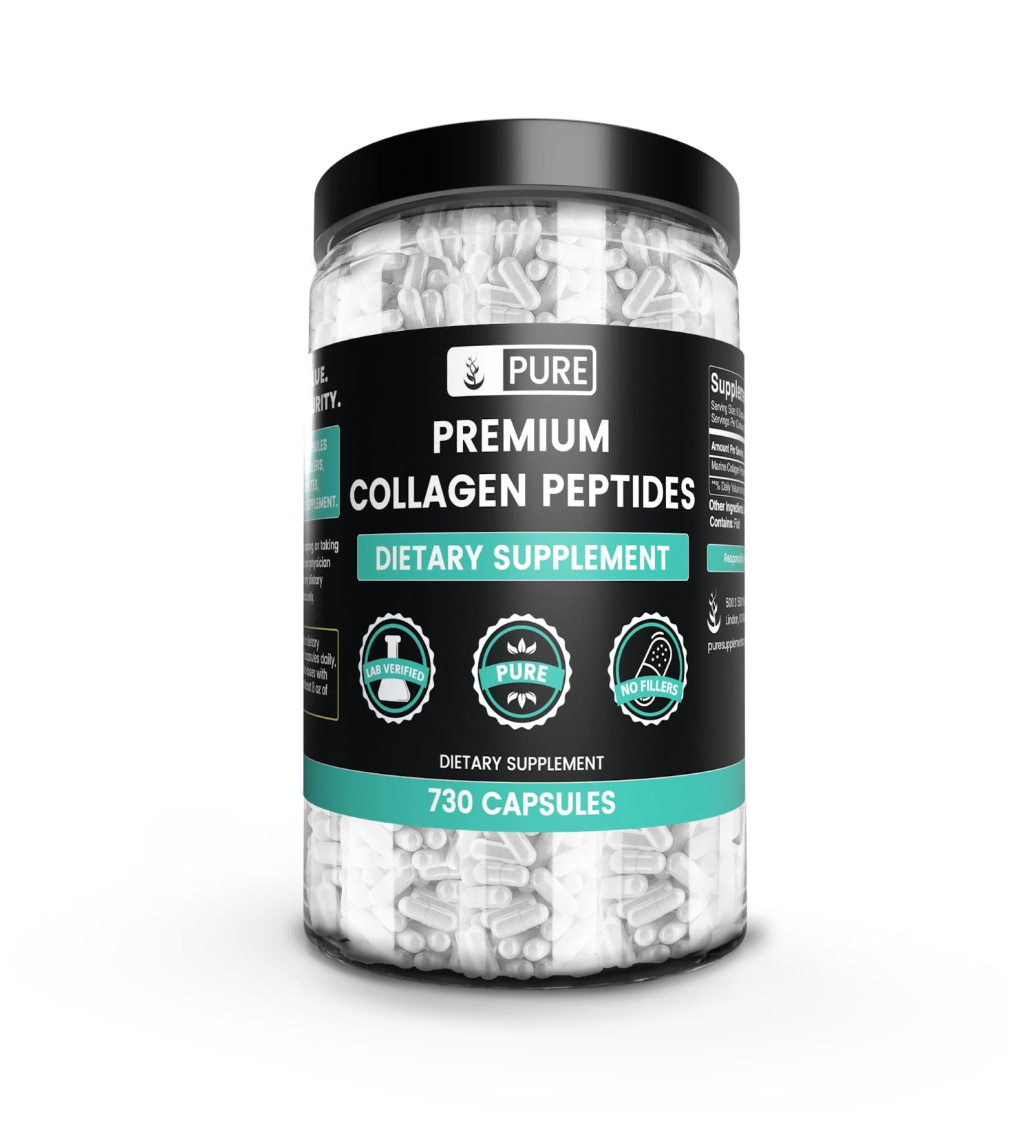Pure Original Ingredients Collagen Peptides (730 Capsules) No Magnesium Or Rice Fillers Always Pure Lab Verified - Buy Online on GoSupps.com