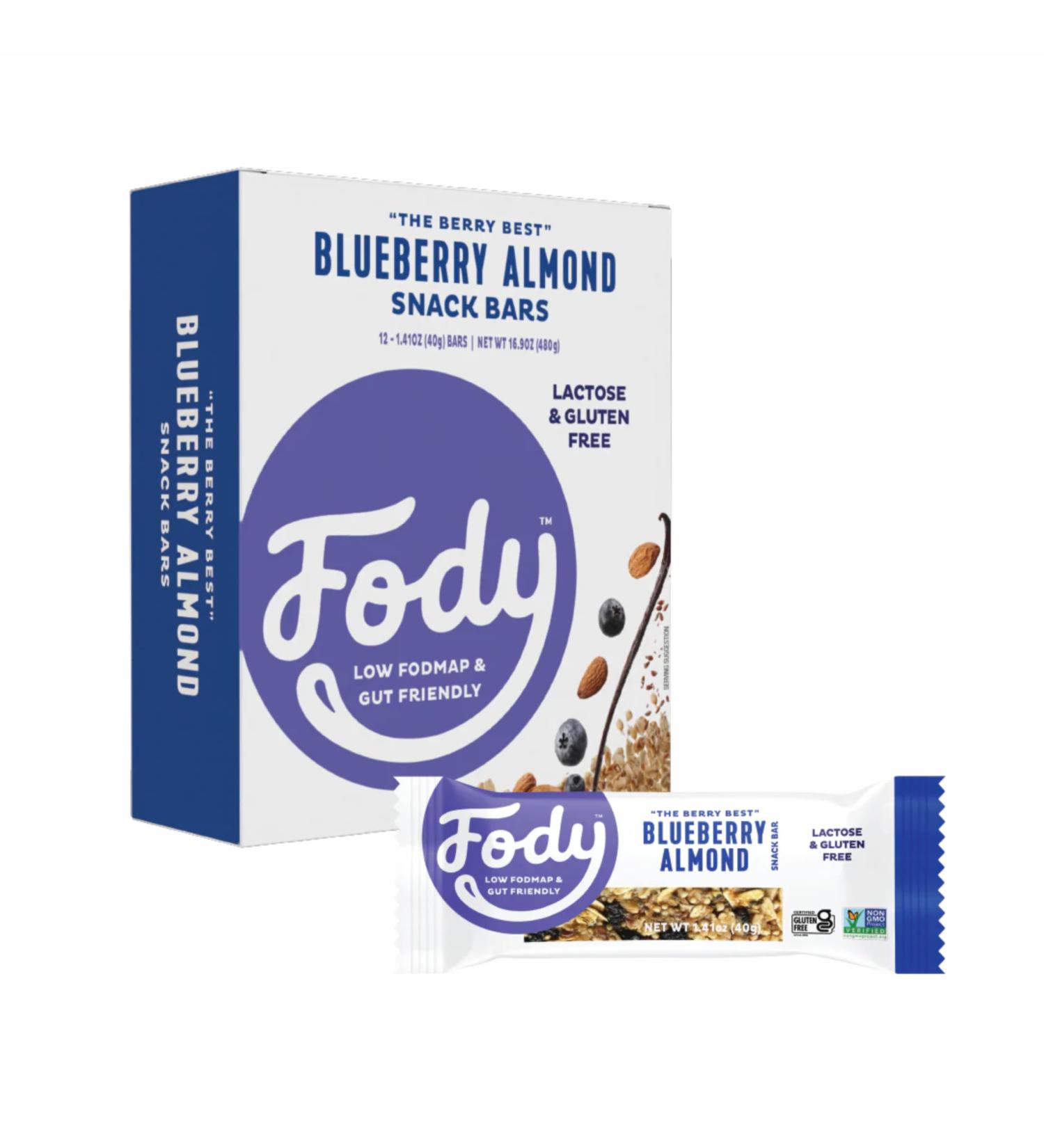 Fody Foods Snack Bars Blueberry Almond 1.41 Oz (Pack of 12) 3g Protein Low FODMAP Gut & IBS Friendly Vegan Lactose Free Non-GMO Gluten Free - Buy Online on GoSupps.com
