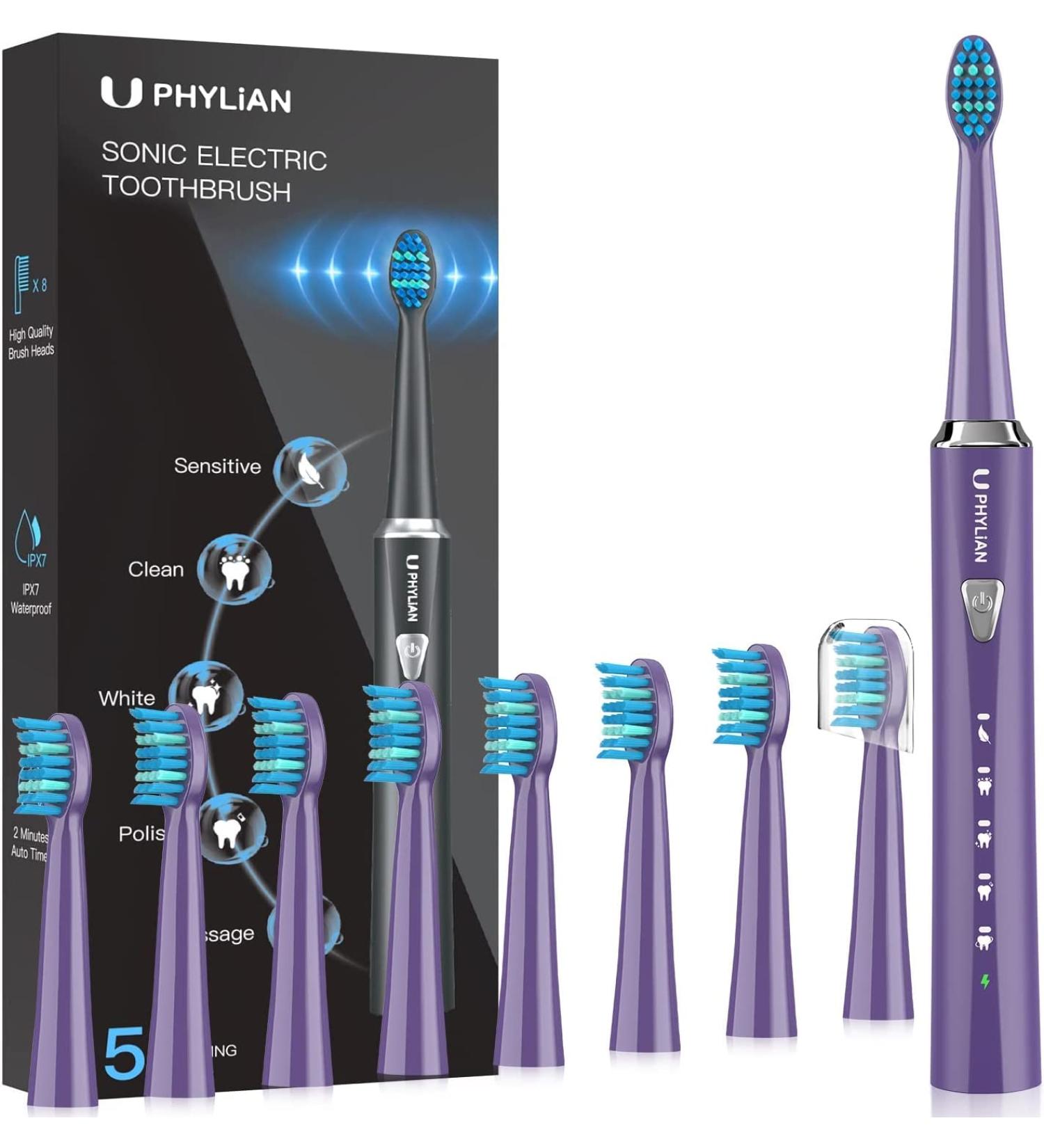 Buy Electric Sound Toothbrush for Men | 8 Heads 5 Modes IPX7 Waterproof 2-Minute Timer - H7 - Buy Online on GoSupps.com