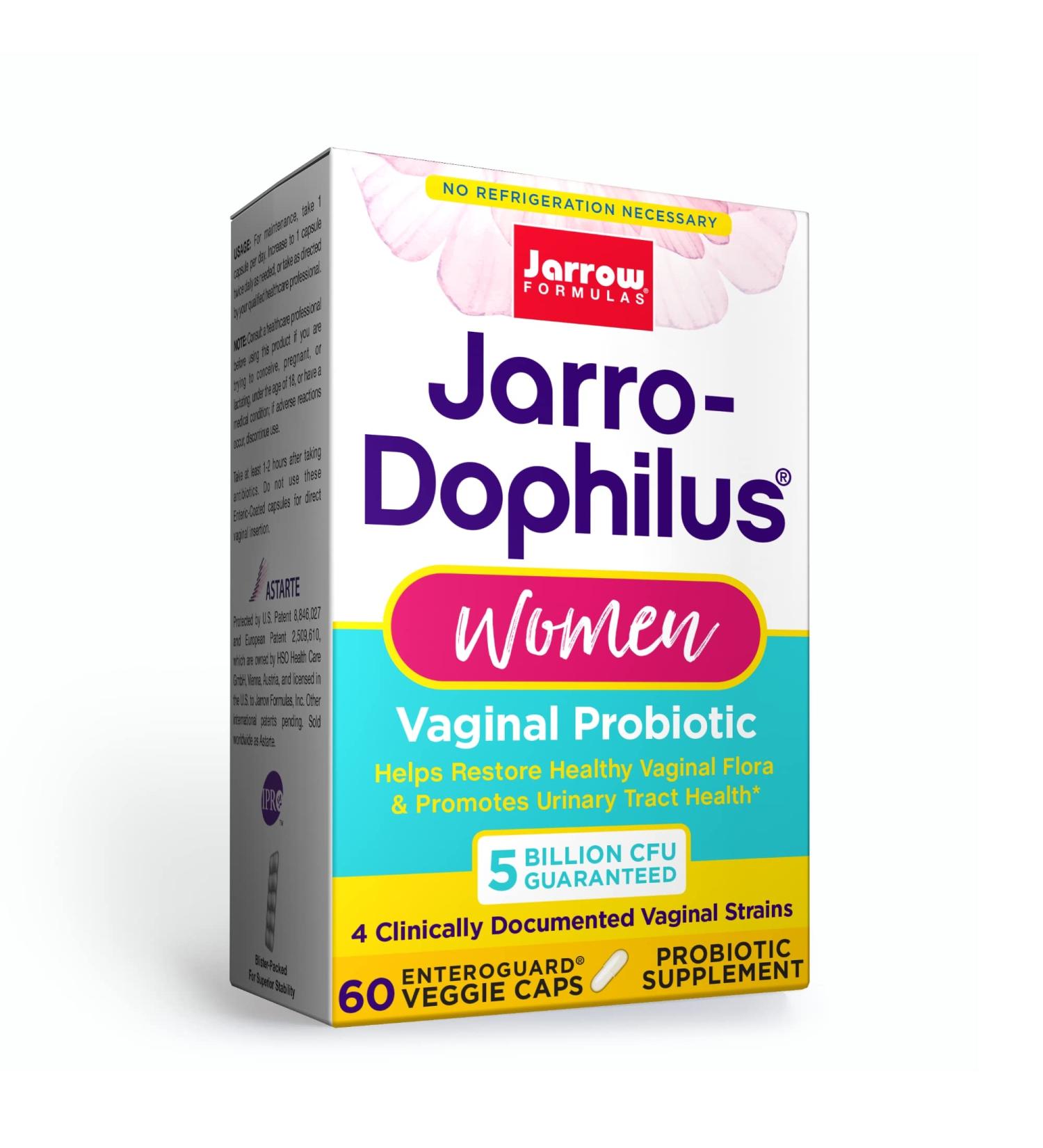 Jarrow Formulas Jarro-Dophilus Vaginal Probiotic for Women â€“ 5 Billion CFU, 60 Enteric Coated Veggie Caps - Buy Online on GoSupps.com