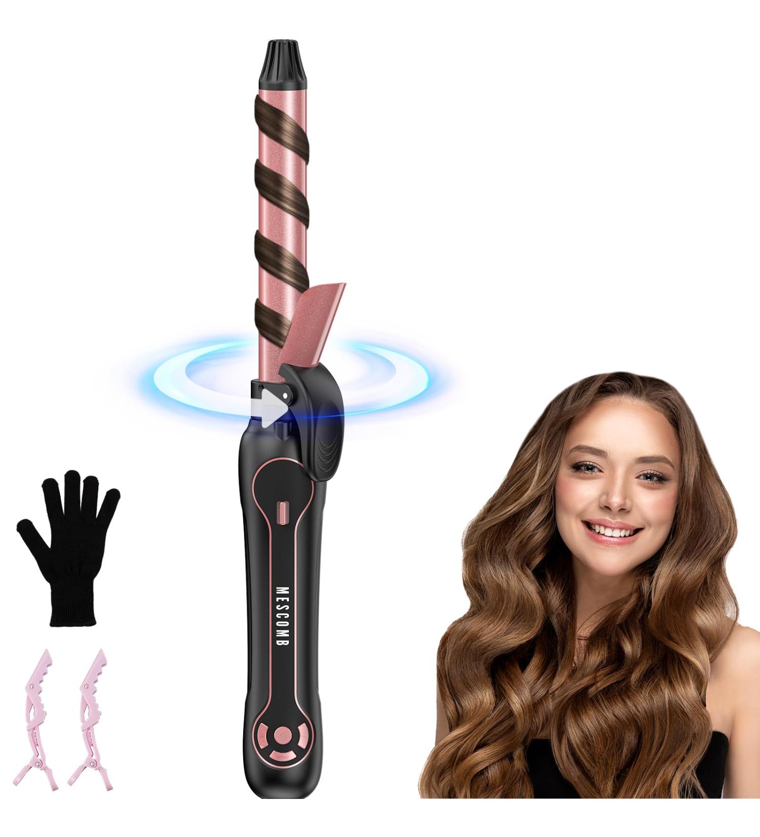 Rotating Curling Iron 1 Inch - Automatic Curling Iron for All Hair Types | Fast Heating Auto Curling Wand with LCD Display | Create Lasting Beach Waves - Buy Online on GoSupps.com