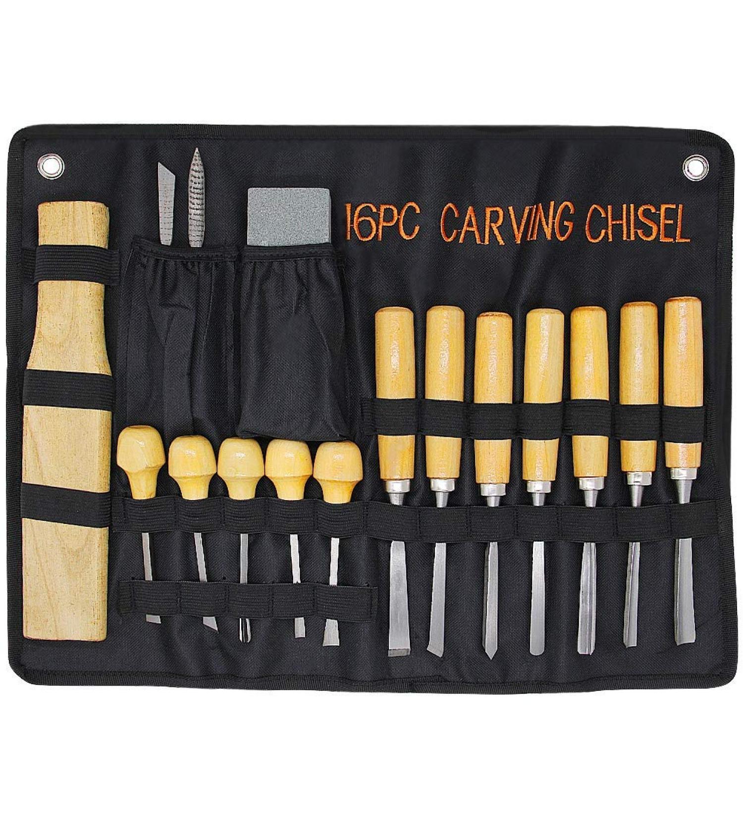 Lulu Home 16PCS Wood Carving Tools Set for Woodworking with Premium Wood Handle and Whetstones - Buy Online on GoSupps.com