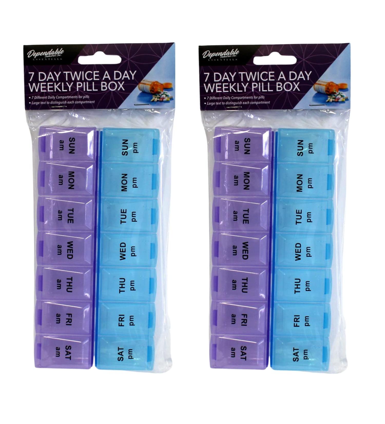 2 Pack Weekly 7 Day Pill Organizer | BPA Free AM PM Pill Box for Easy Medication Management - Buy Online on GoSupps.com