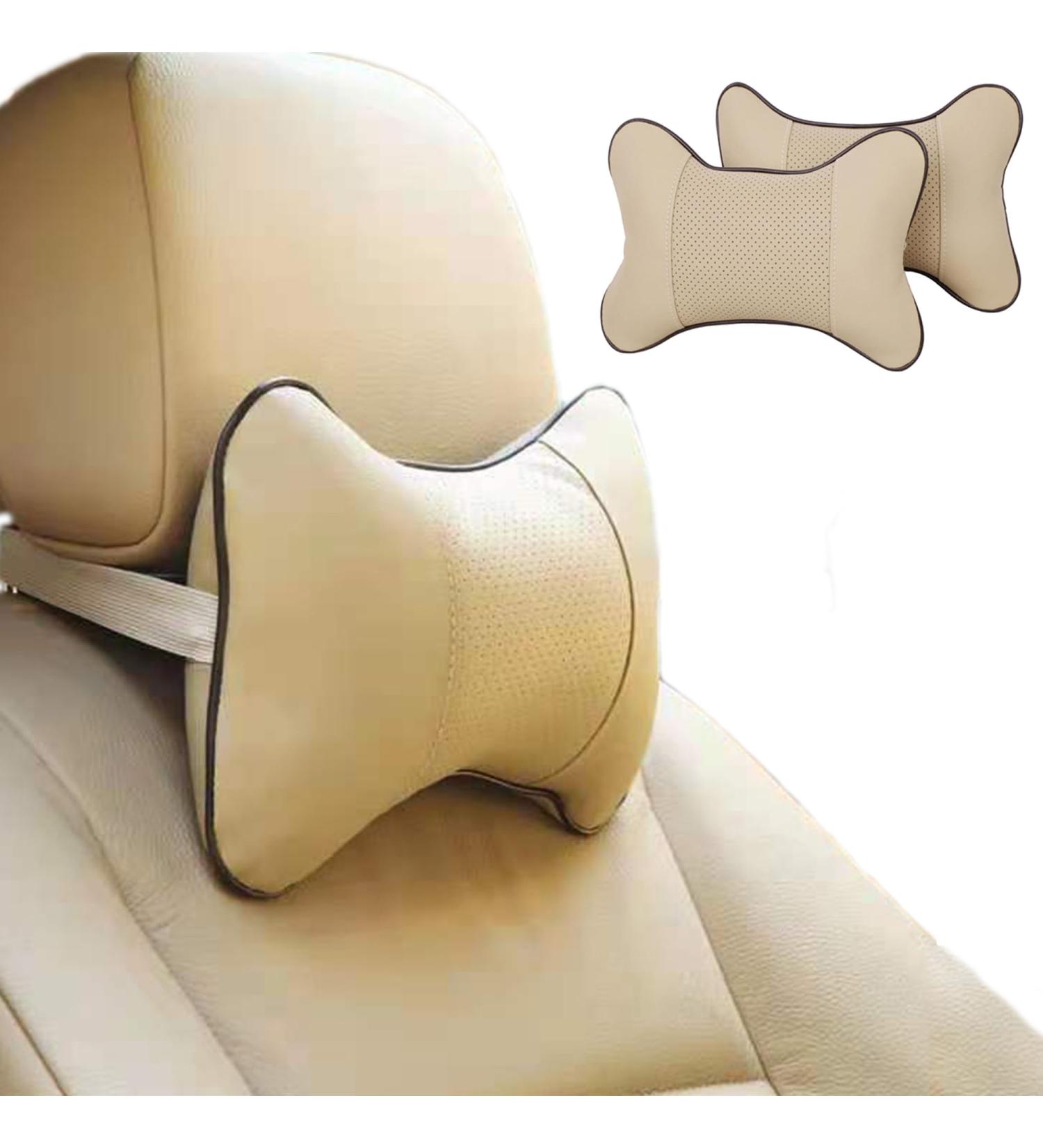 XSQD 2pcs Car Headrest Pillows - Memory Foam Seat Neck Support Cushions for Auto Driving - Comfortable Soft Universal Rest Cushion in White/Offwhite - Buy Online on GoSupps.com