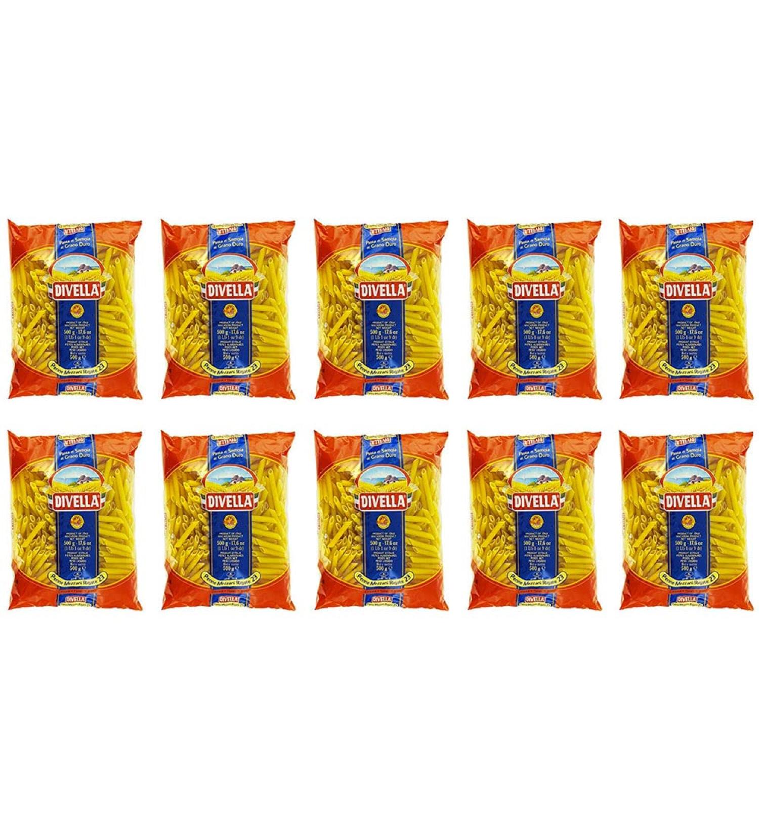 Divella Pack of 10 Divella 100% Italian pasta No. 38 Pennette di Mezzani 500g