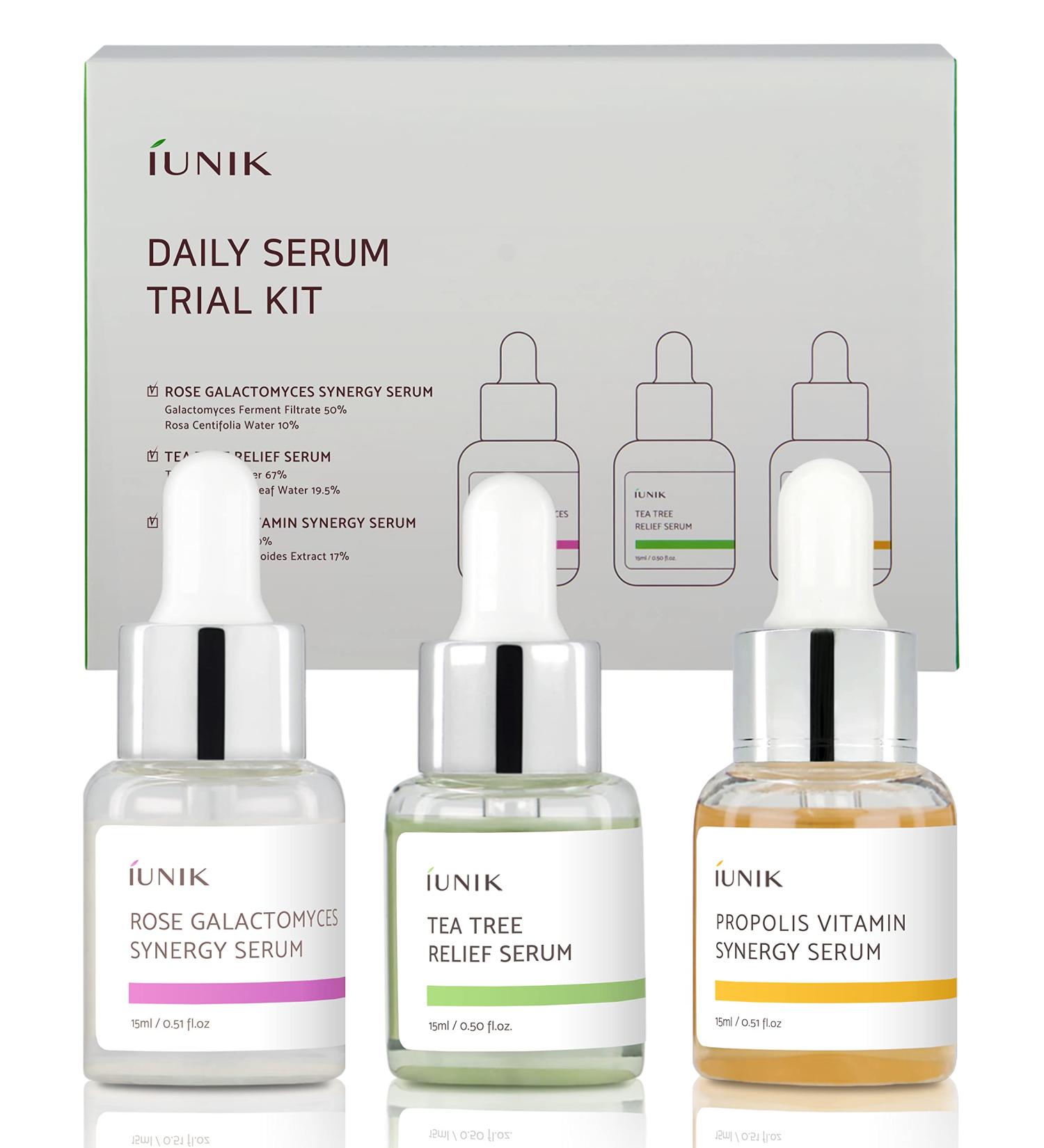 iUNIK Daily Serum Trial Kit - Rose Tea Tree & Propolis Serums (3x 0.51 fl.oz) | Perfect for Gifts & Travel - Buy Online on GoSupps.com