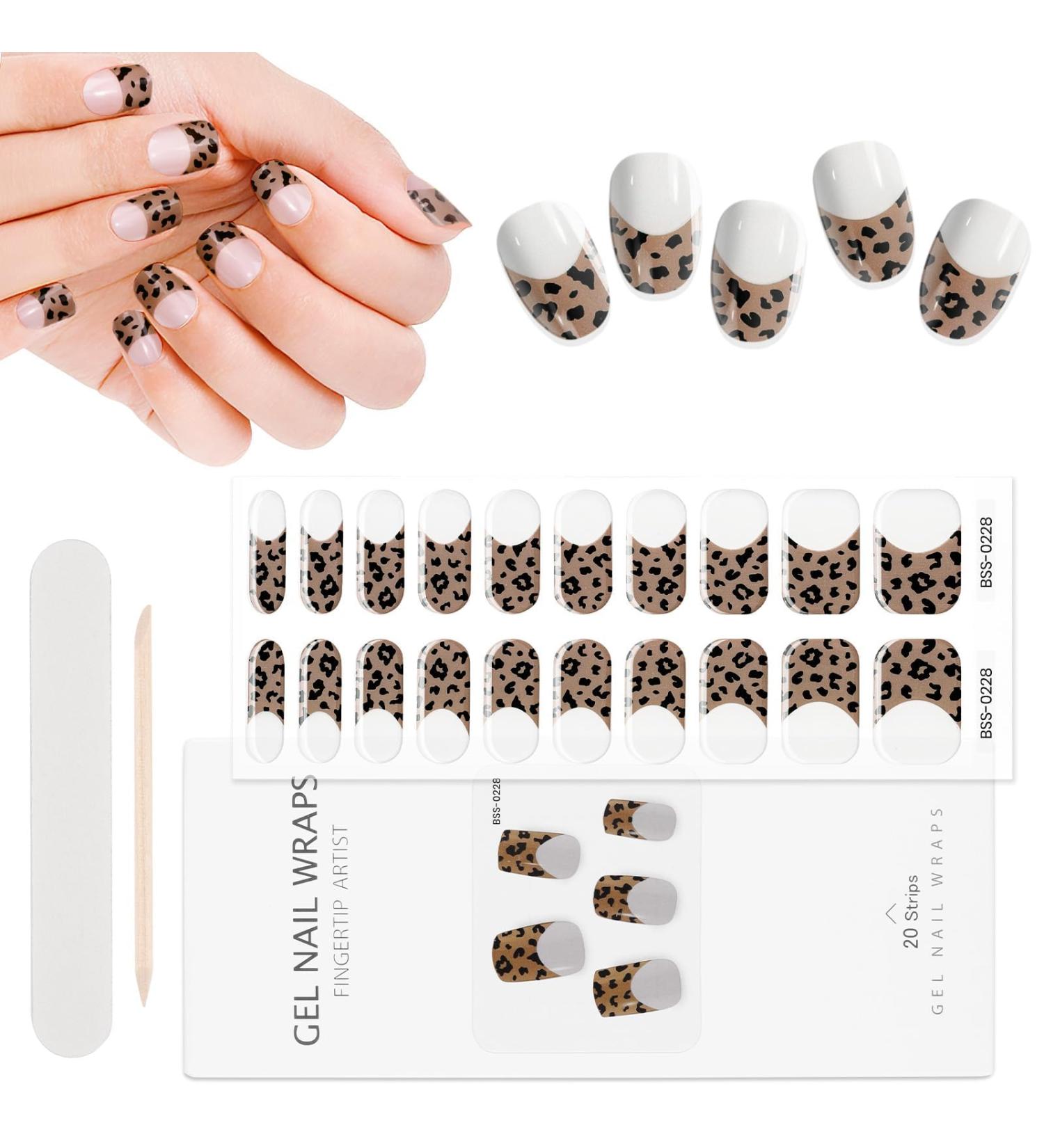 EBANKU 20PCS Gel Nail Polish Strips Adhesive Full Wrap Gel Nail Art Sticker Waterproof Gel Nail Wrap Stickers with Nail File and Stick (Leopard) - Buy Online on GoSupps.com