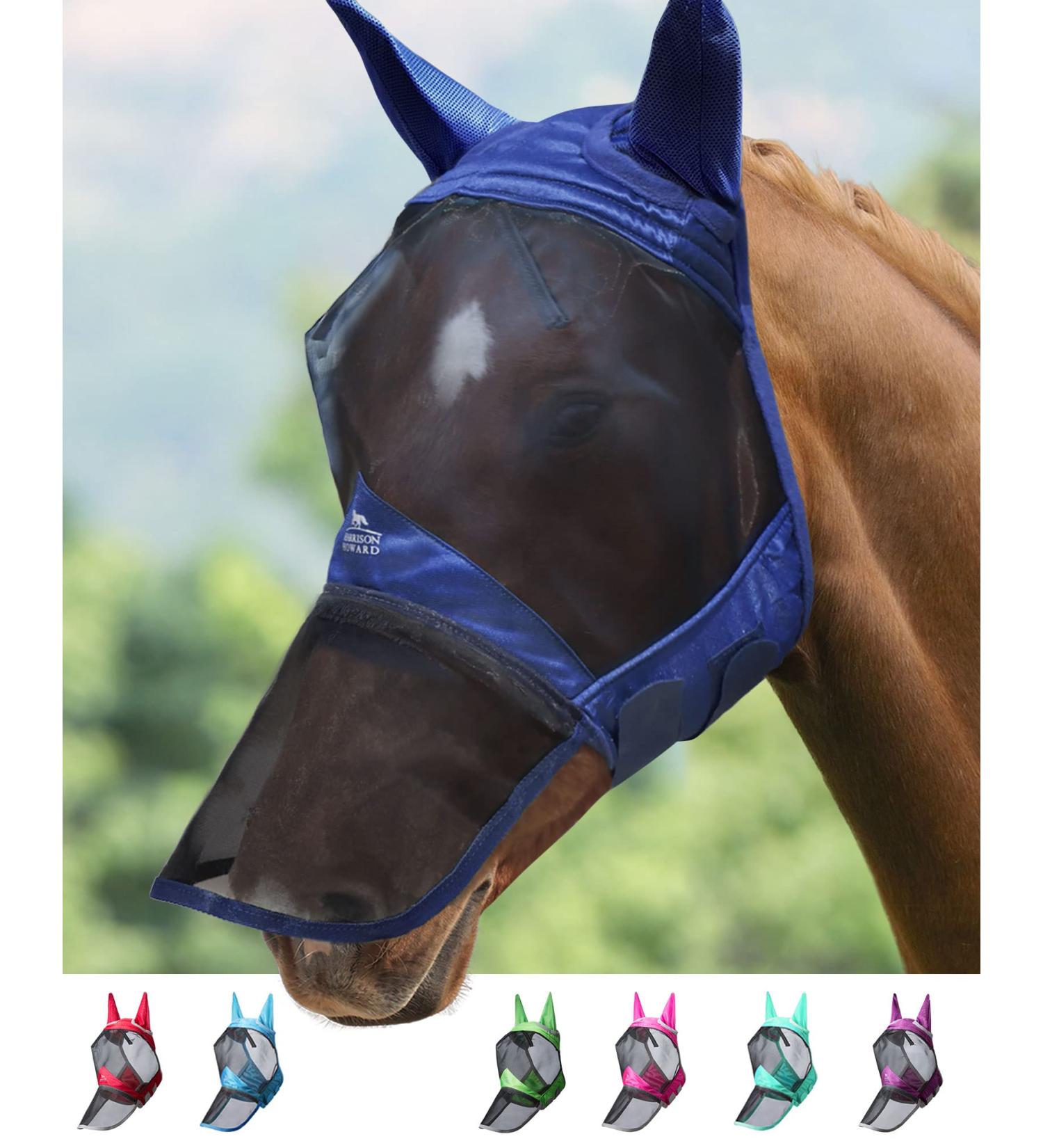 Buy Harrison Howard Caremaster Pro Luminous Horse Fly Mask - UV Protection Large Eye Space & Long Nose (XL) for Cold Blood Horses - International Shipping - Buy Online on GoSupps.com