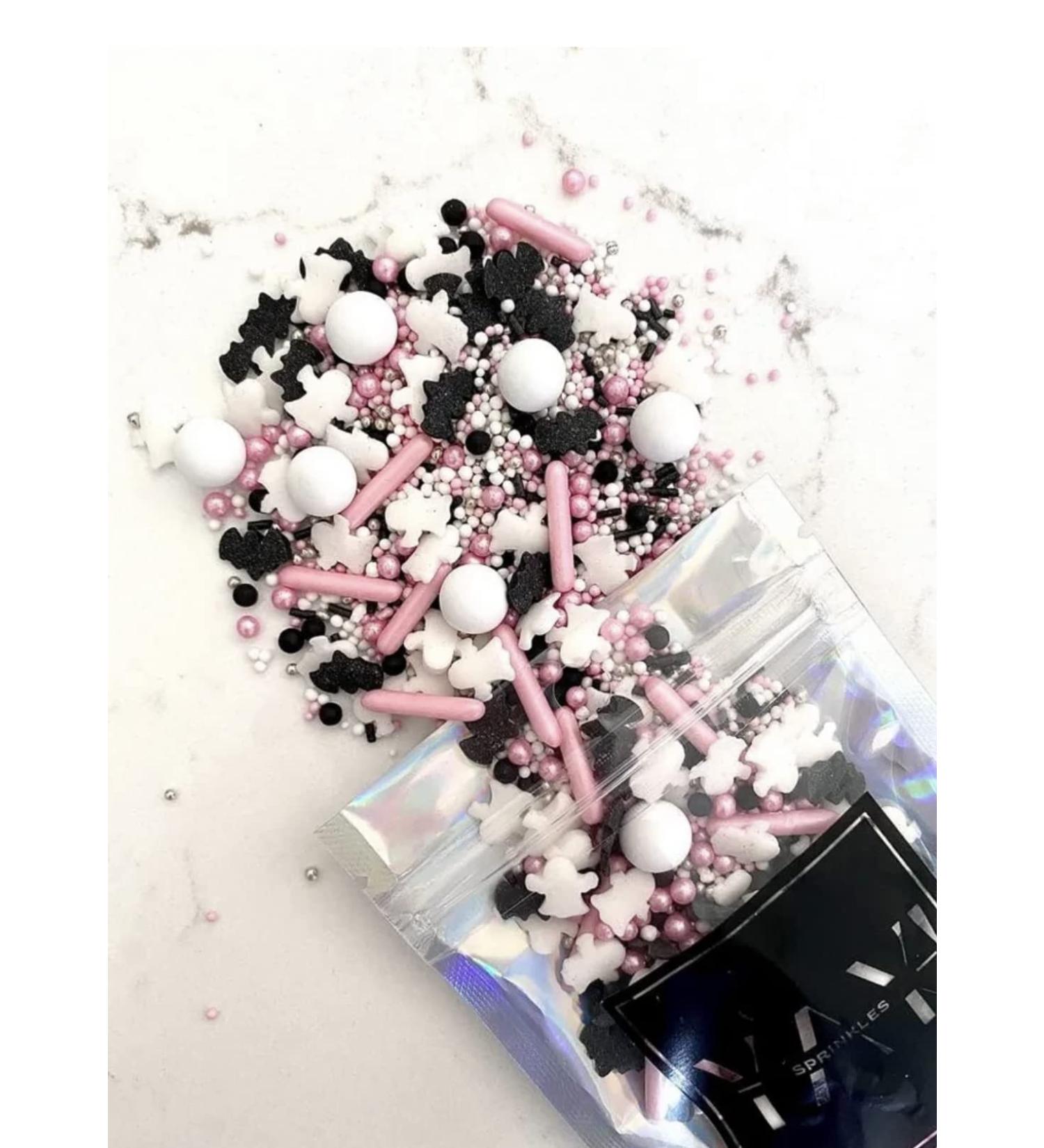 Edible 'Ghostly Pink' Halloween Cake Sprinkles Luxury Mix 45g Cupcake Cake Decoration White Sprinkles Cake Sprinkles Mix