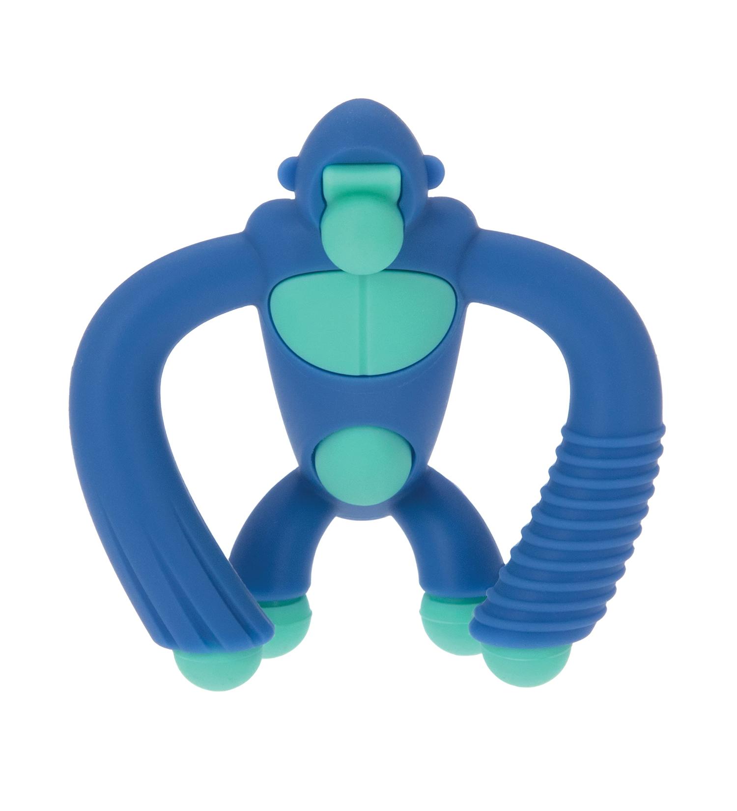 Nuby Geo Zoos Massaging Teether - BPA-Free Baby Teething Toy - Blue Gorilla Design - 3+ Months - Buy Online on GoSupps.com