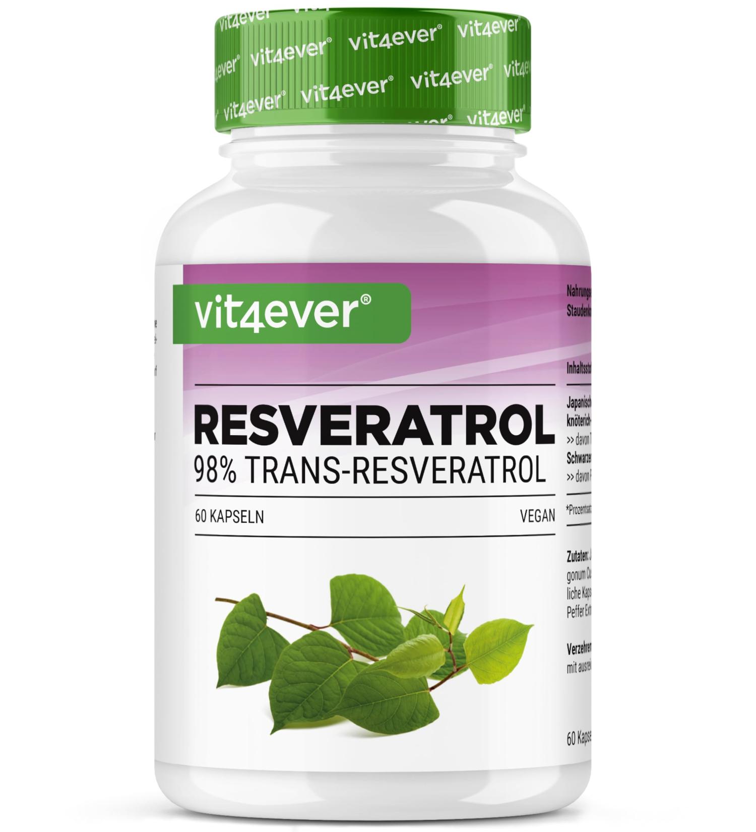 Resv ratrol - 520 mg par g lule - 98% trans-resv ratrol de l'extrait de racine de renou e du Japon 100:1 + pip rine pour une biodisponibilit optimis e - 60 g lules - Hautement dos - Vegan - Buy Online on GoSupps.com