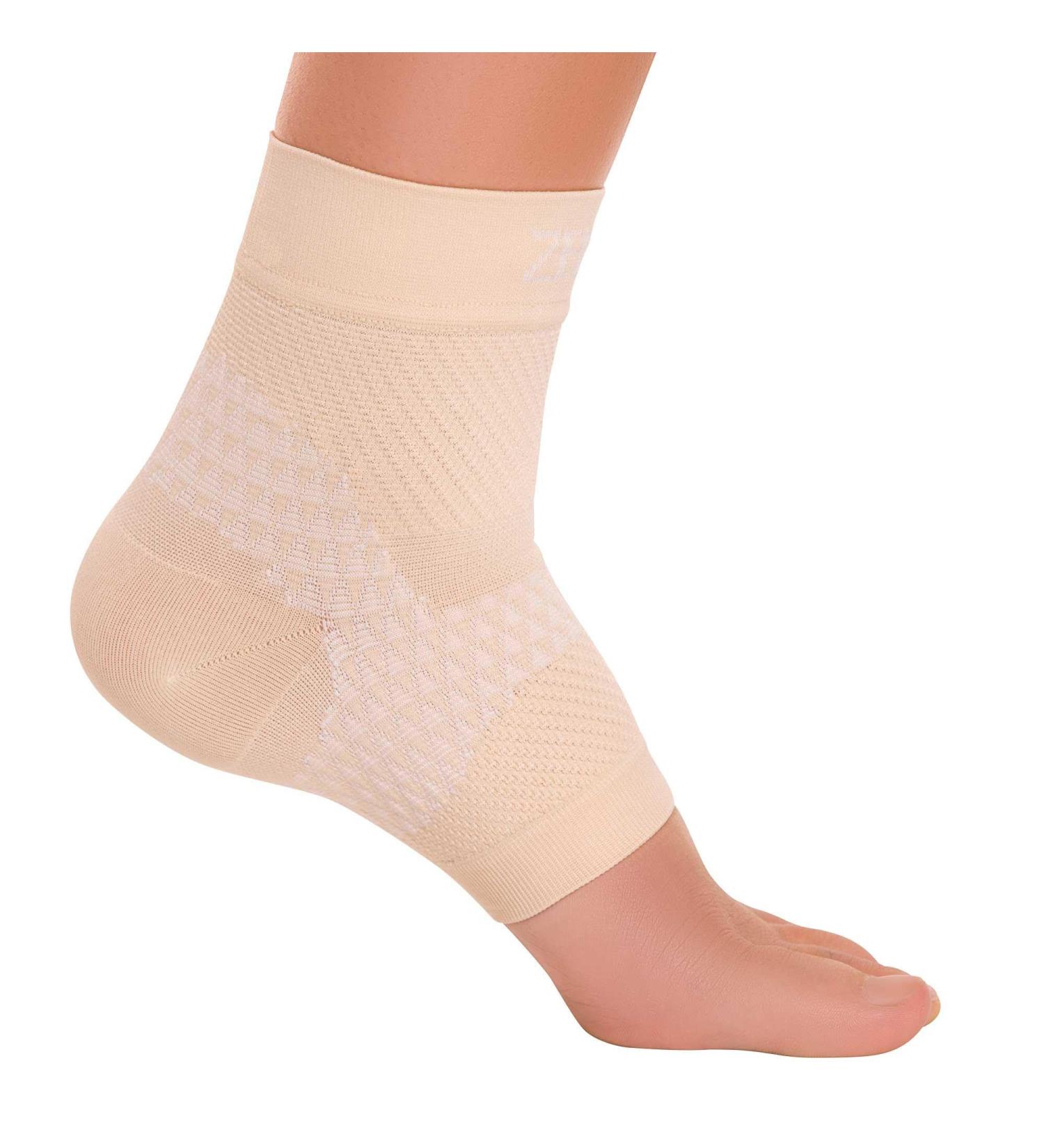 Zensah Plantar Fasciitis Sleeve - Compression Sock for Heel Pain Relief Arch Support & Swelling Reduction - Single Beige Sleeve - Buy Online on GoSupps.com