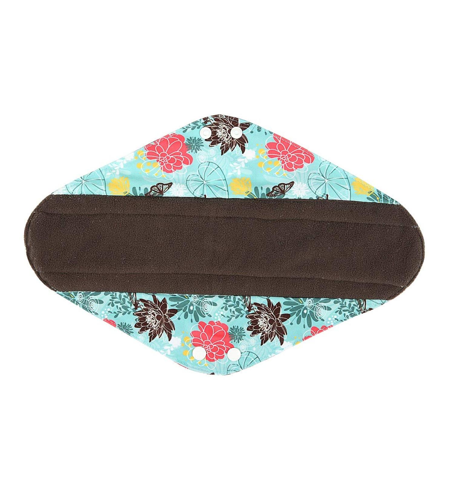 ReUseLife 14 Inch Overnight Charcoal Bamboo Mama Cloth | Black and Red Reusable Menstrual Pads - Buy Online on GoSupps.com