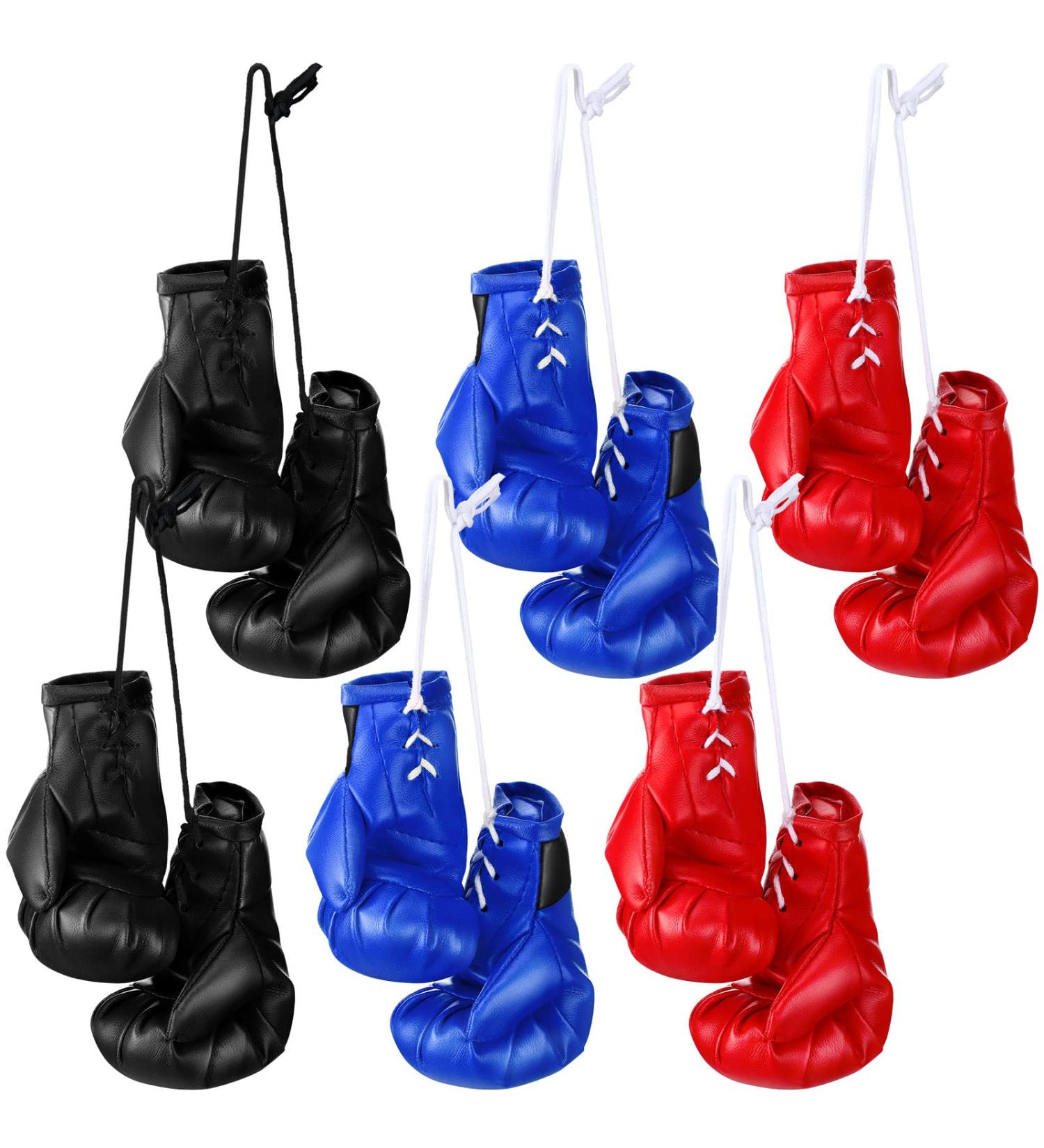 12 Pcs Mini Boxing Gloves - Boxing Accessories & Gifts for Car Decoration - Black Blue Red - 4 Inch - Buy Online on GoSupps.com