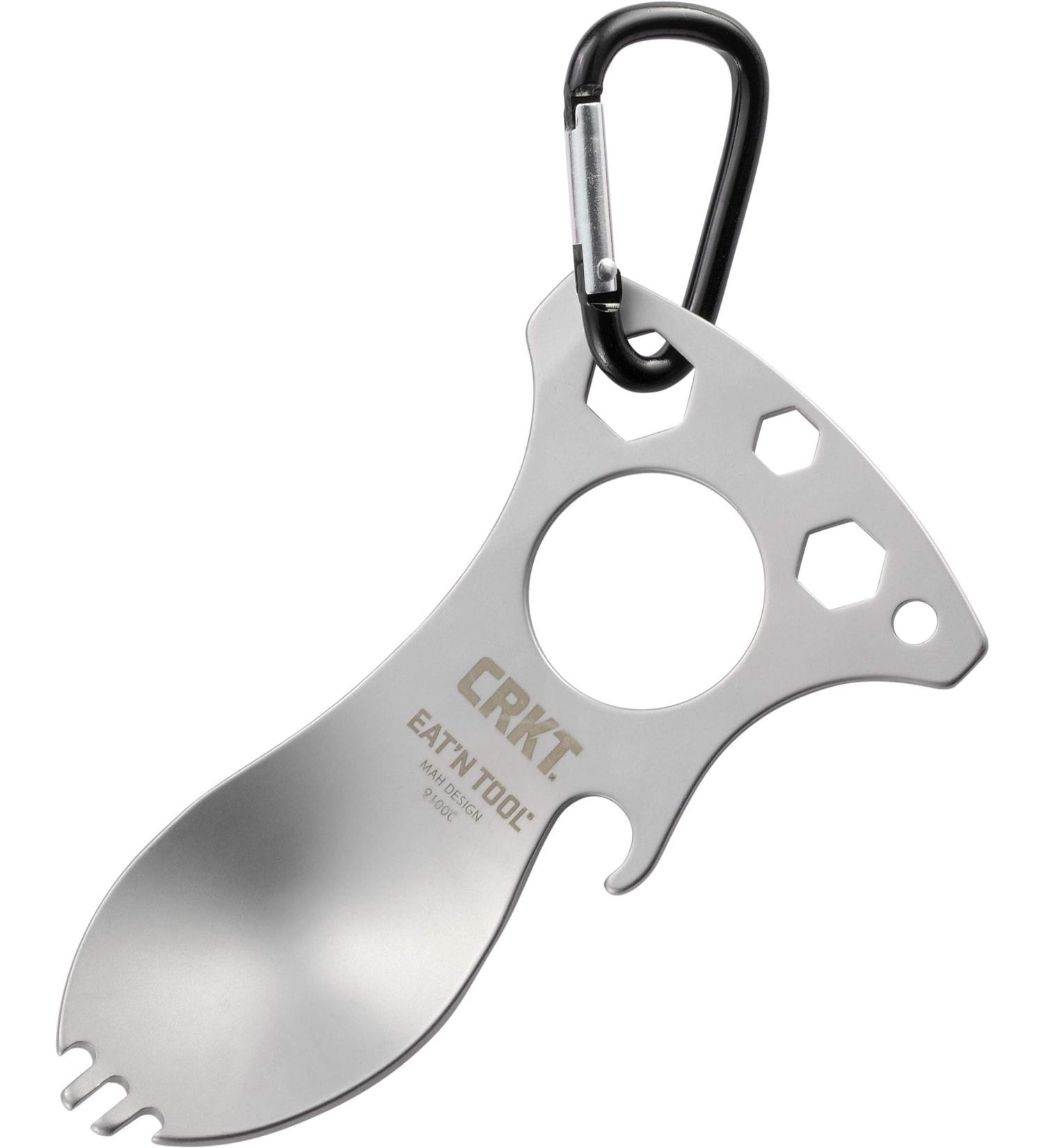 CRKT Eat'N Tool Outdoor Spork Multitool - Durable & Lightweight for Camping, Hiking, Backpacking - Silver Carabiner 9100C - Buy Online on GoSupps.com