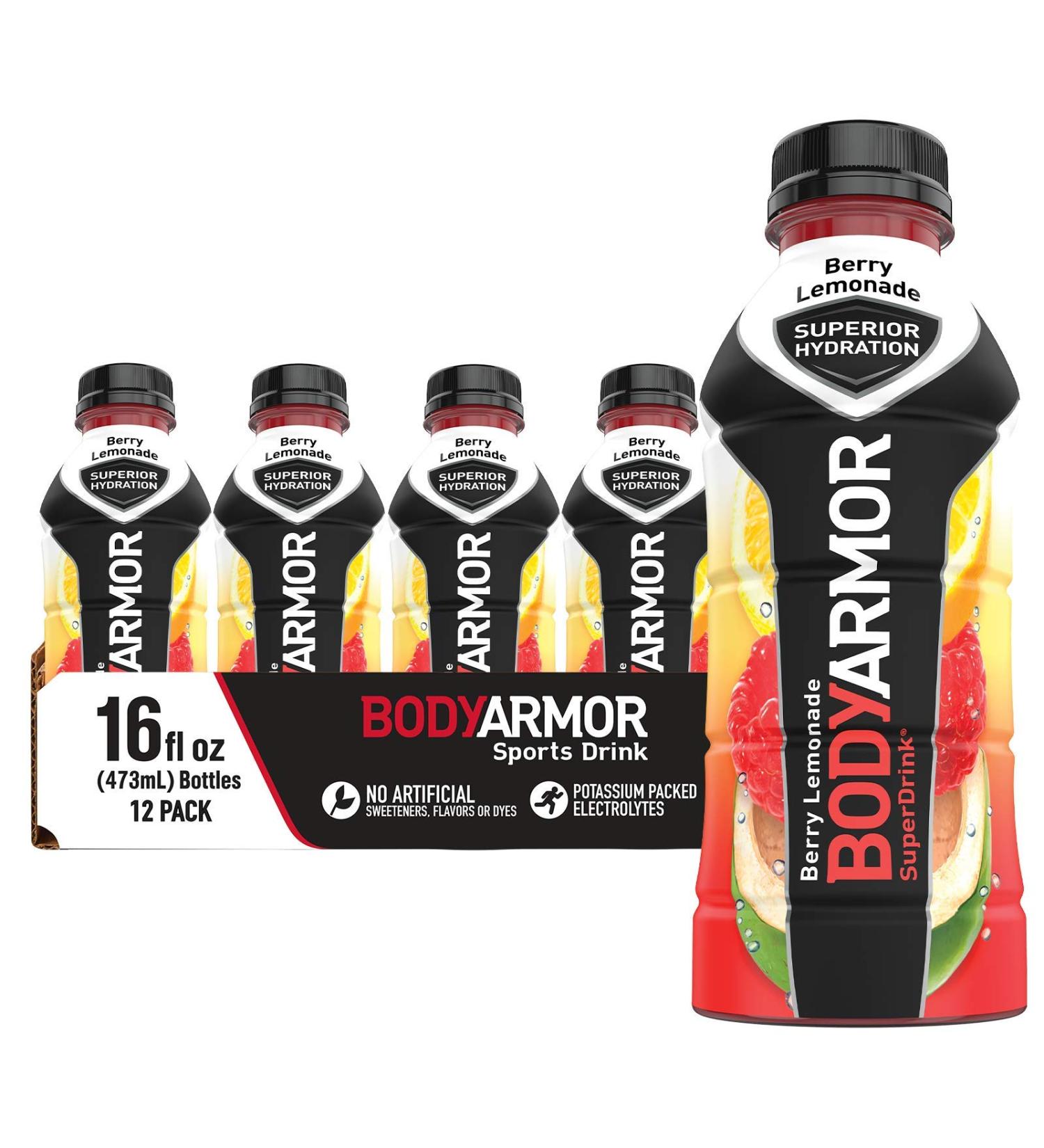 BODYARMOR Berry Lemonade Sports Drink - 12 Pack | Natural Flavors, Electrolytes & Vitamins for Athletes - Buy Online on GoSupps.com