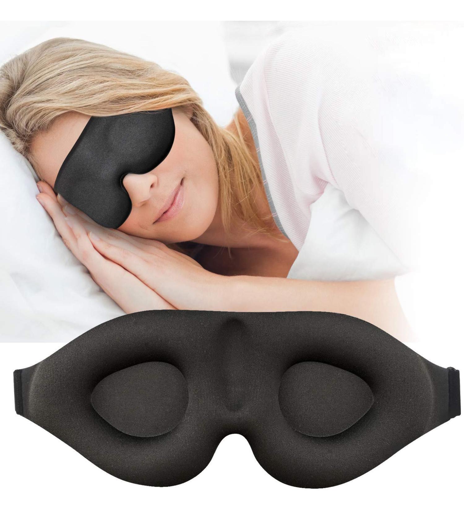 Sleep Eye Mask for Men Women - 3D Contoured Cup Sleeping Mask Concave Molded Night Eye Mask for Sleeping Block Out Light Soft Comfortable Sleep Mask for Yoga Nap Travel Black - Buy Online on GoSupps.com