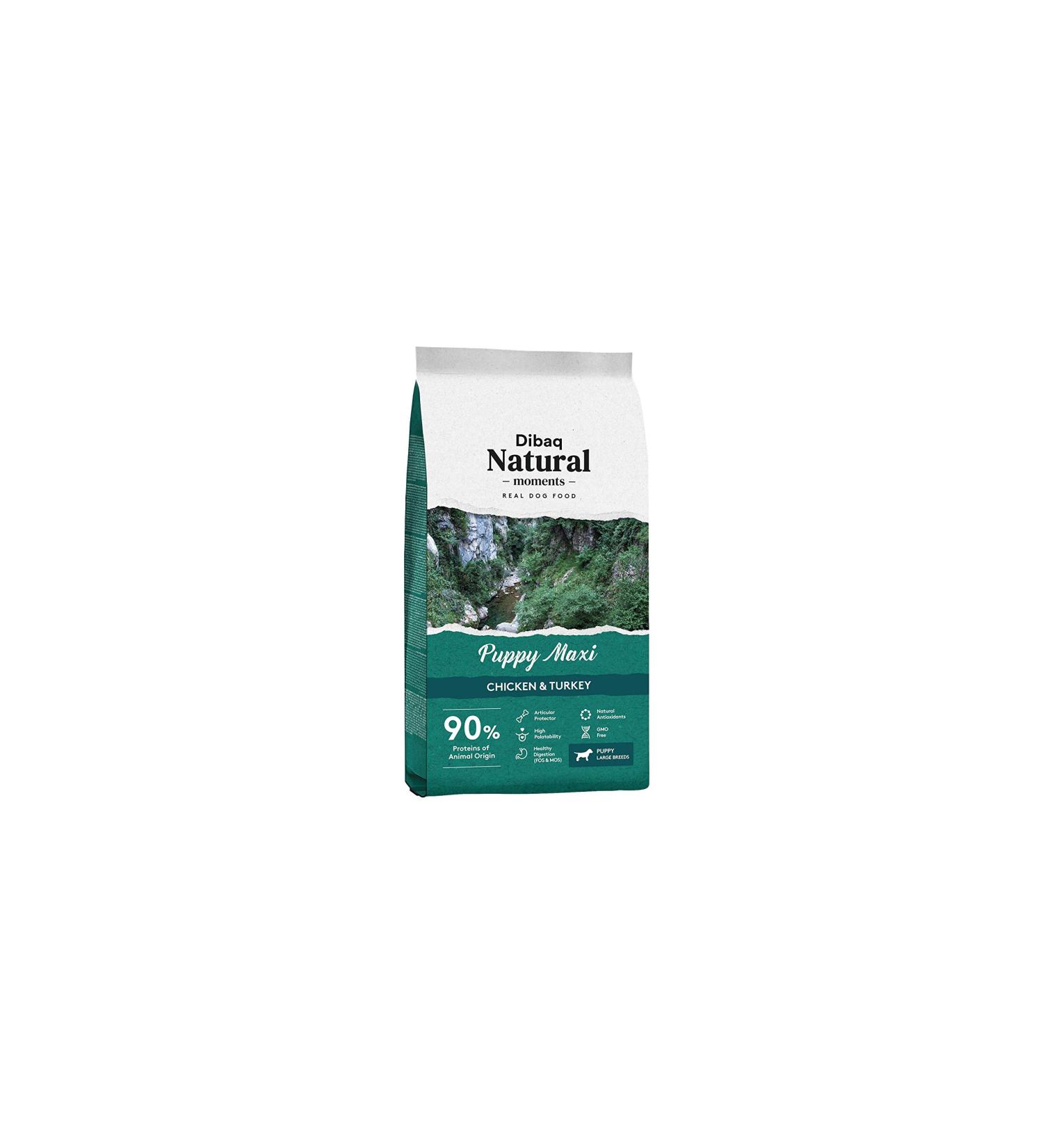 Dibaq Natural Moments Puppy Maxi. Dry Food for Large Breed Dogs Puppies and Mothers 100% Natural Complete Food with Chicken and Turkey. 3 kg. - Buy Online on GoSupps.com