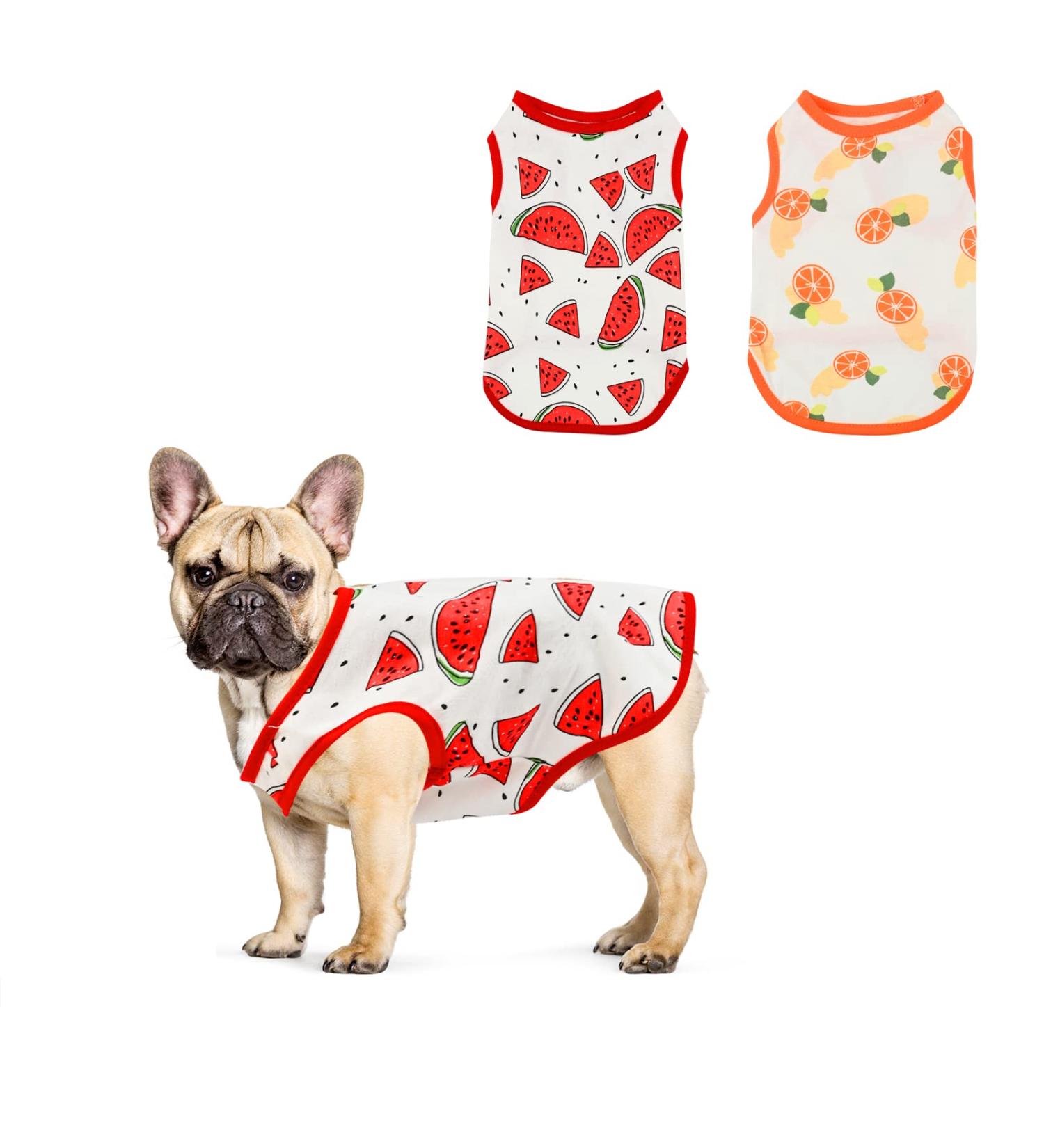 Buy 2 Piece Cotton Dog T-Shirts | Breathable & Lightweight Summer Vests for Small Dogs | Cute Fruit Prints for Chihuahuas & Puppies - Buy Online on GoSupps.com
