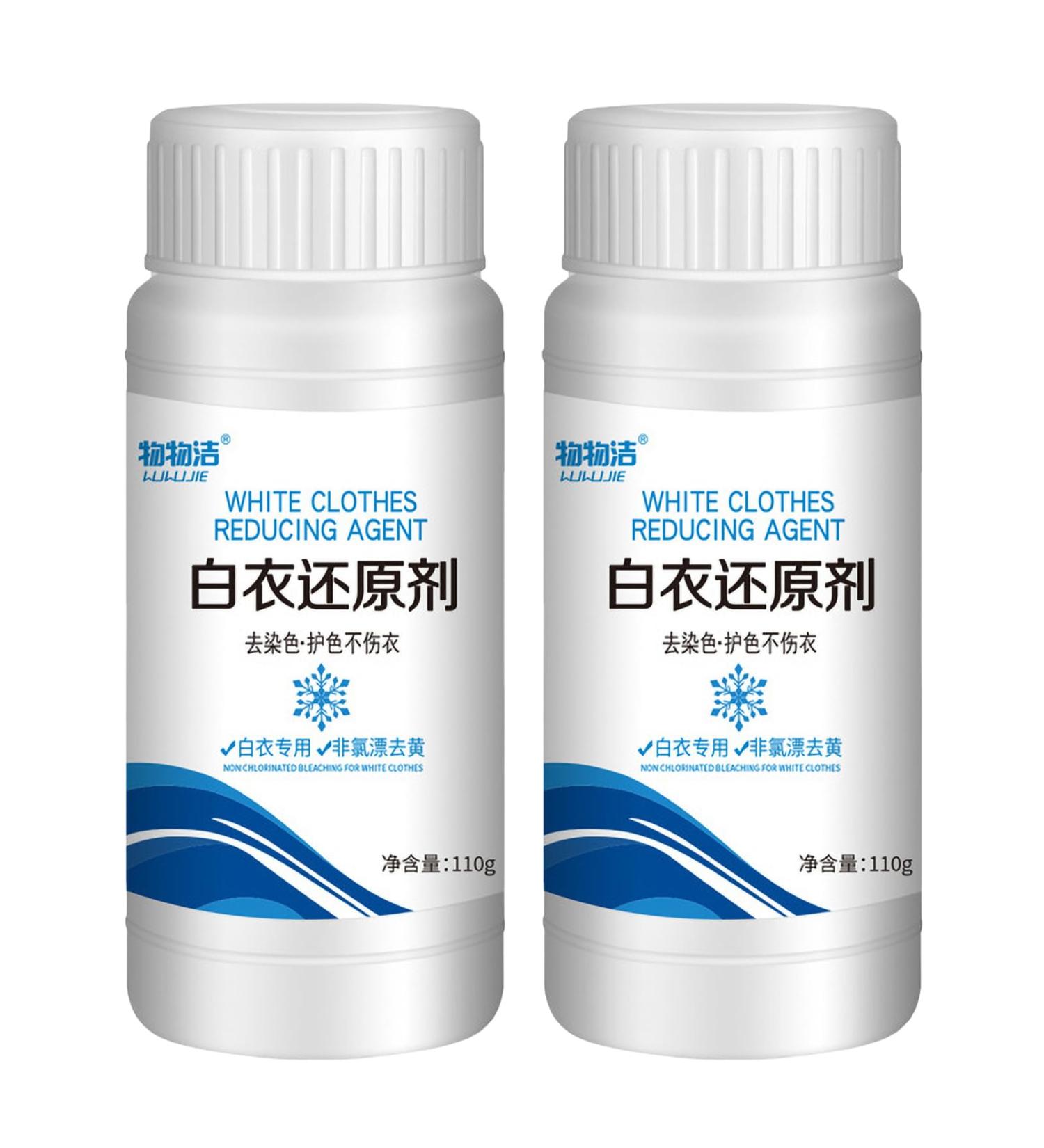 2Pcs Clothes Whitener 110g Laundry Whitener Laundry Brightener High Efficiency Enzyme Odor Removal Stain Remover for White Shirt Dress Sheets White Fabric - Buy Online on GoSupps.com