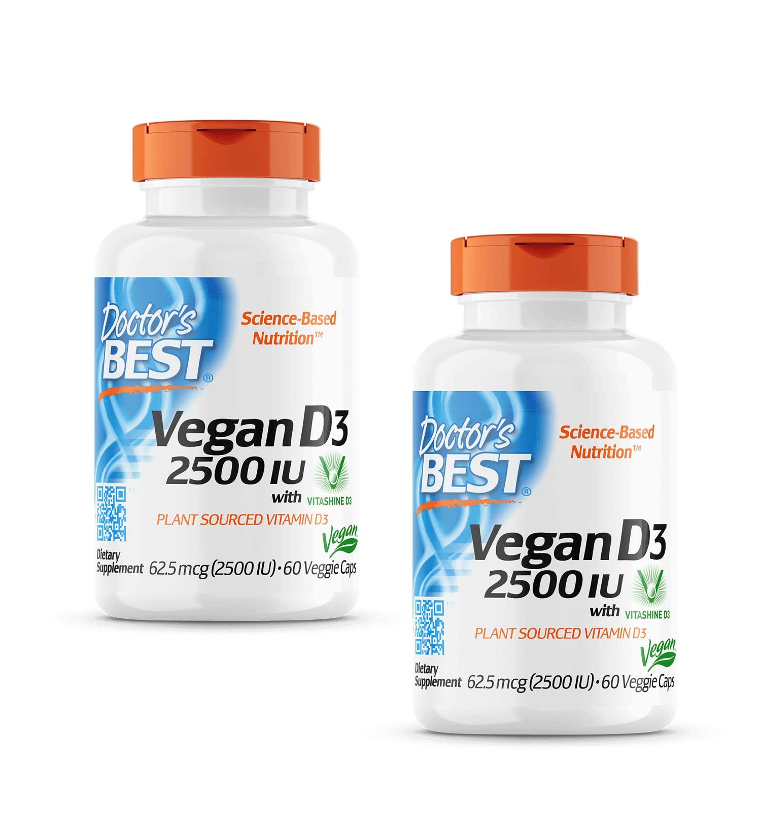 Doctor's Best Vegan D3 120ct Vegetarian Capsules - Essential Vitamin Supplement - Buy Online on GoSupps.com