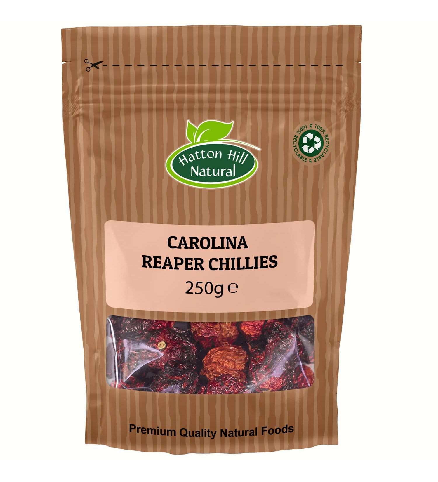 Carolina Reaper Chillies Whole 250g The Hottest Chilli Pepper in The World by Hatton Hill