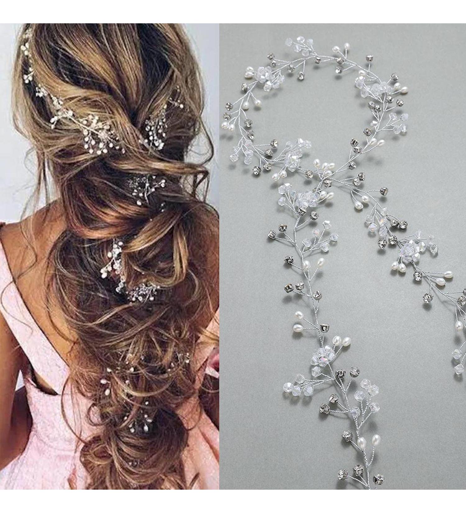 Latious Crystal Bride Wedding Hair Vine - Silver Rhinestone Bridal Headband for Women (100cm) - Buy Online on GoSupps.com