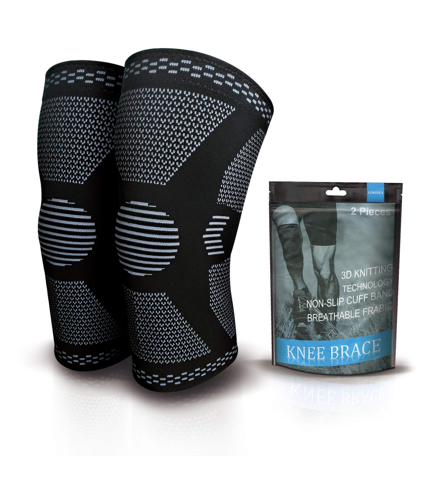 2 Pack Knee Compression Sleeve - Size XL - Joint Support for Men & Women - Running, Basketball, Gym, Weightlifting - Arthritis Pain Relief - Black (1 Pair) - Buy Online on GoSupps.com