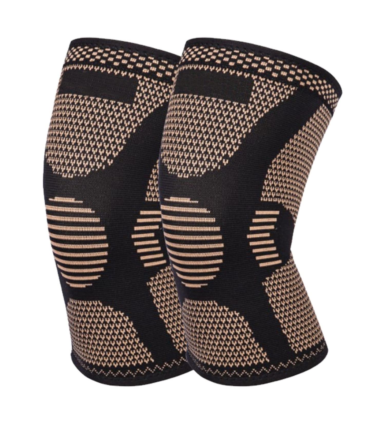 Elastic Knitted Knee Brace Sleeve - Breathable Support for Cycling Volleyball & Dancing | Unisex Knee Pads for Men Women & Kids - L Letter Printed Type - Buy Online on GoSupps.com
