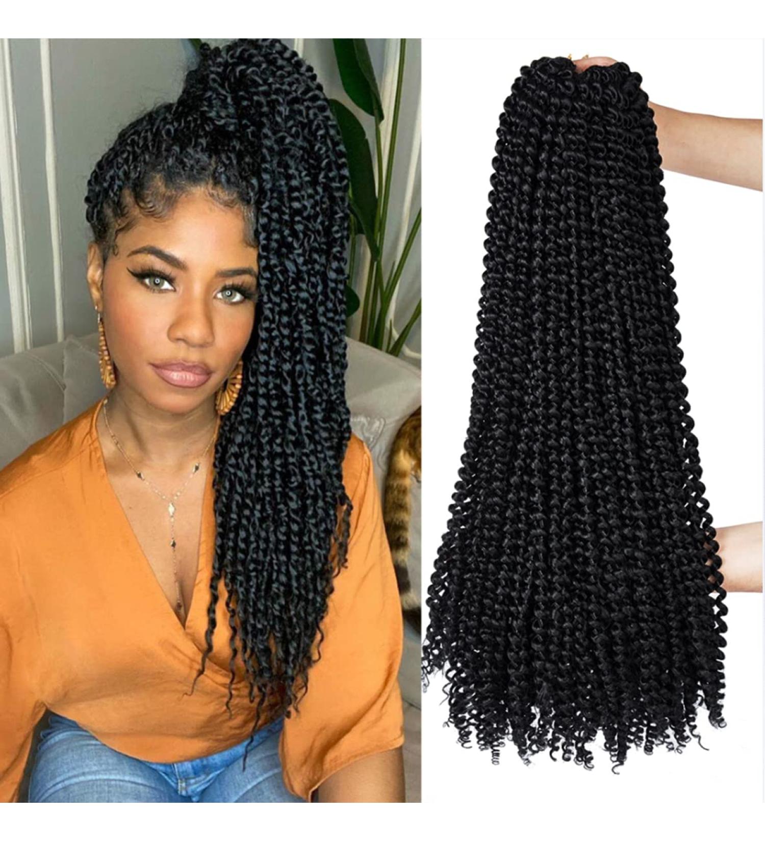 22 Inch Water Wave Passion Twist Hair Crochet Braiding Extensions - 6 Packs Long Bohemian Synthetic Hair - 1B Color - Buy Online on GoSupps.com