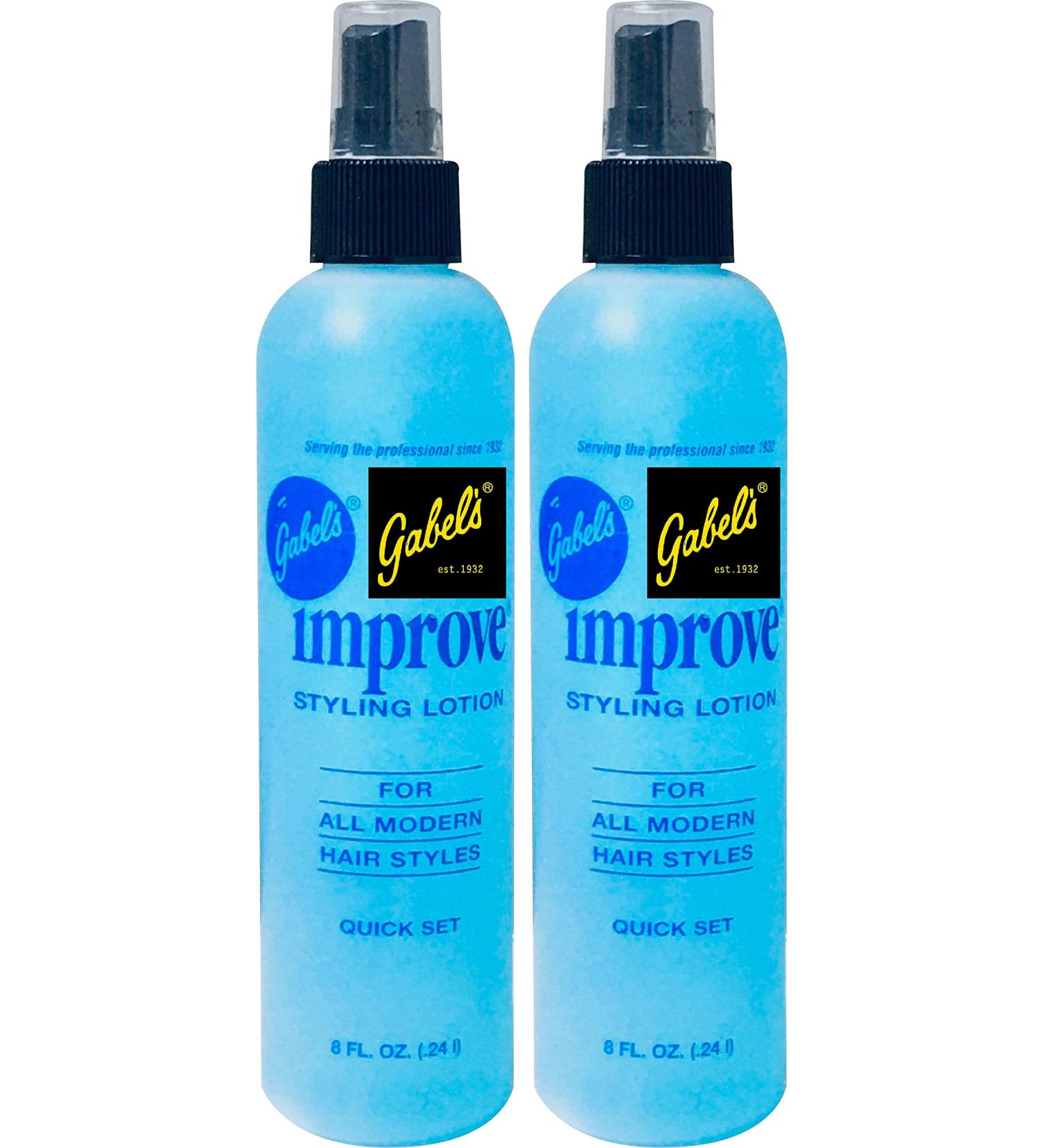 Improve Gabel s Styling Lotion Old School Hair Spray 8oz Blue Light Hold. Pack of 2. Authentic Gabel's Direct logo in black label Blue 8oz(2)